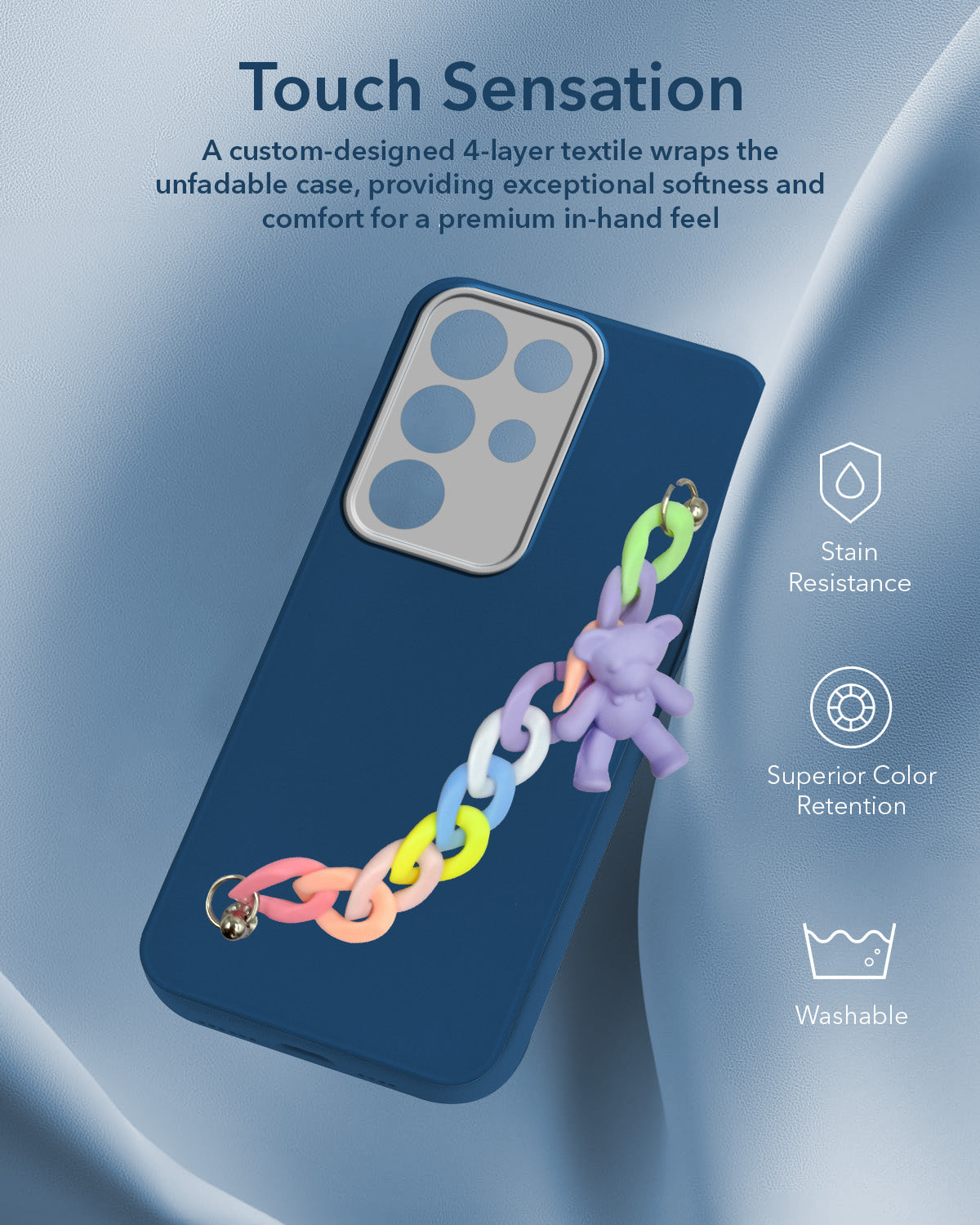 For Realme 15X Back Cover Case (Matte Finish |Wrist Hanging Chain | Teddy Bracelet Charms | Full Camera Protection)