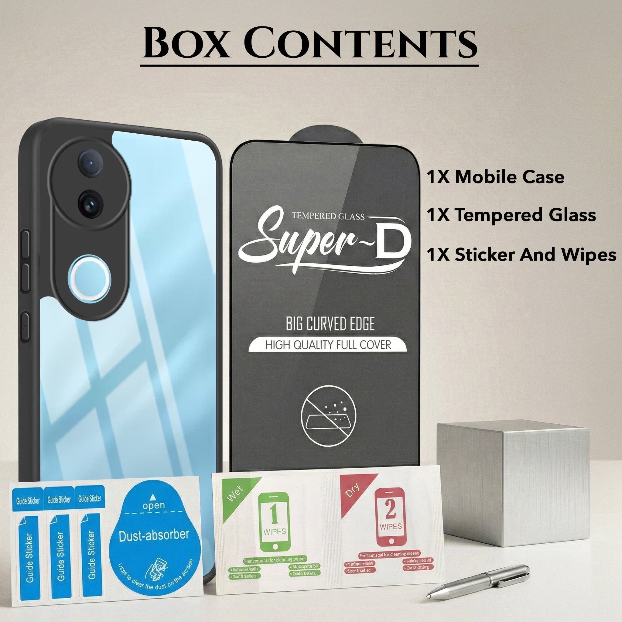For Vivo iQOO Z10R Combo with Back Cover and 9H Tempered Glass (Lifetime Anti-Yellow | Crystal Clear Shockproof | Oleophobic Coating Screen Glass)
