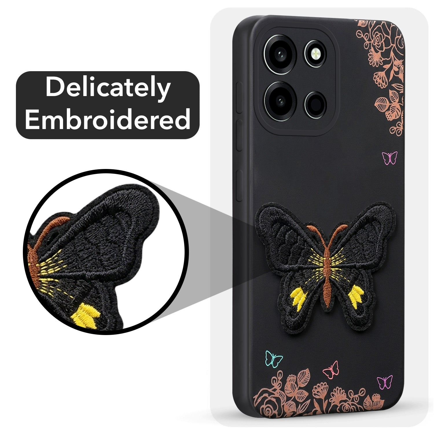 For Oneplus Nord 6 Back Cover Case (Soft Butterfly Embroidery | Women Teen Girls | Camera Protection| Matte Silicone)