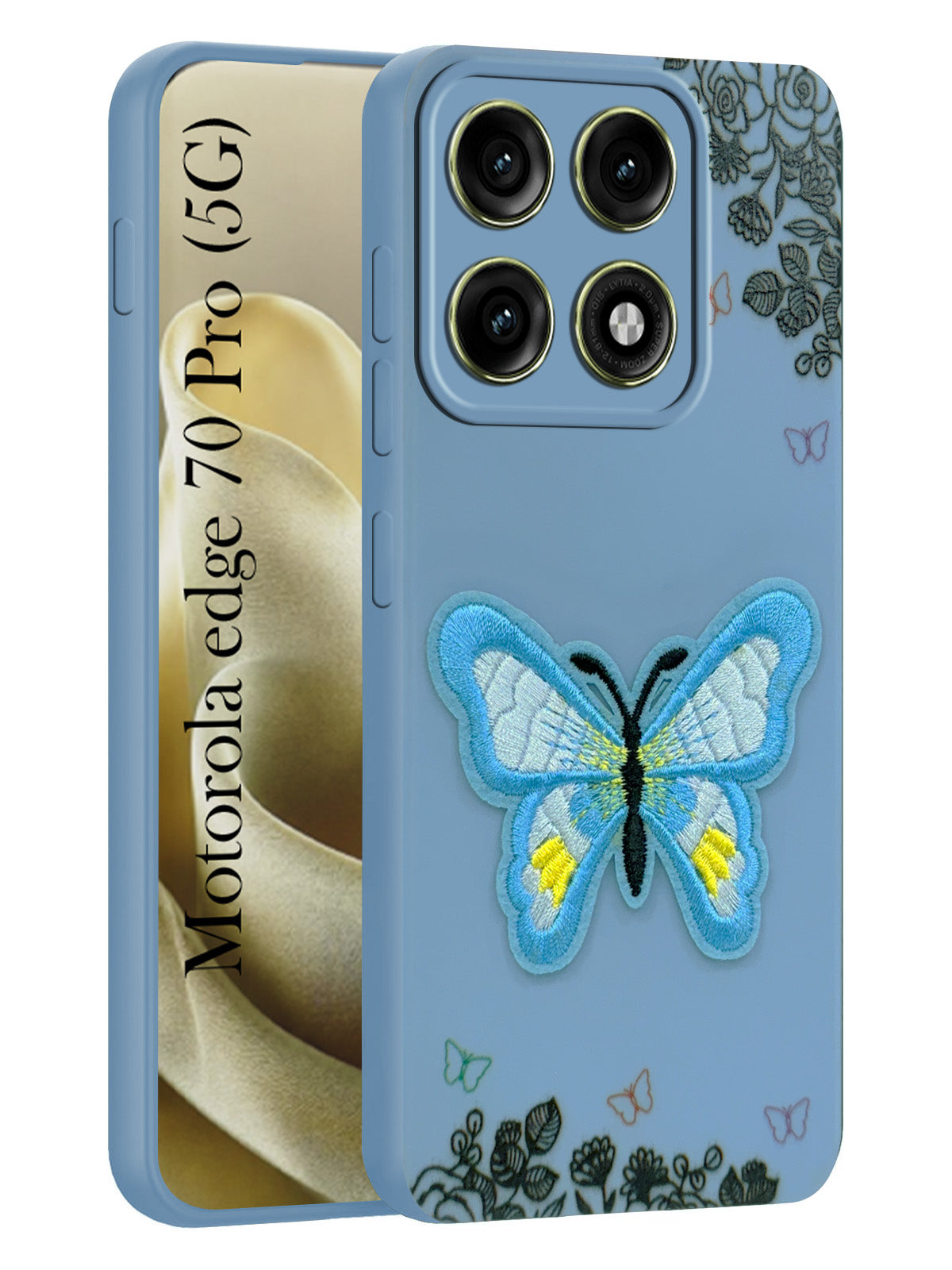For Motorola Moto Edge 70 Pro Back Cover Case (Soft Butterfly Embroidery | Women Teen Girls | Camera Protection| Matte Silicone)