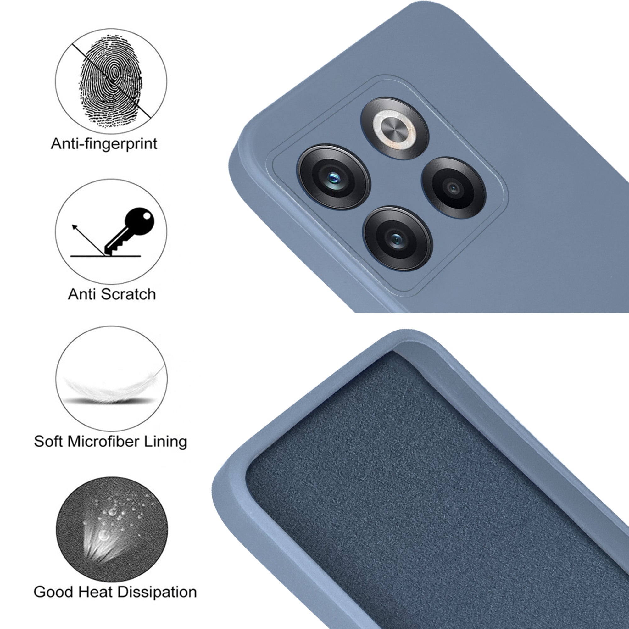 For OnePlus 10T Back Cover Case (Matte Finish Silicone with Inside Fiber Cloth)
