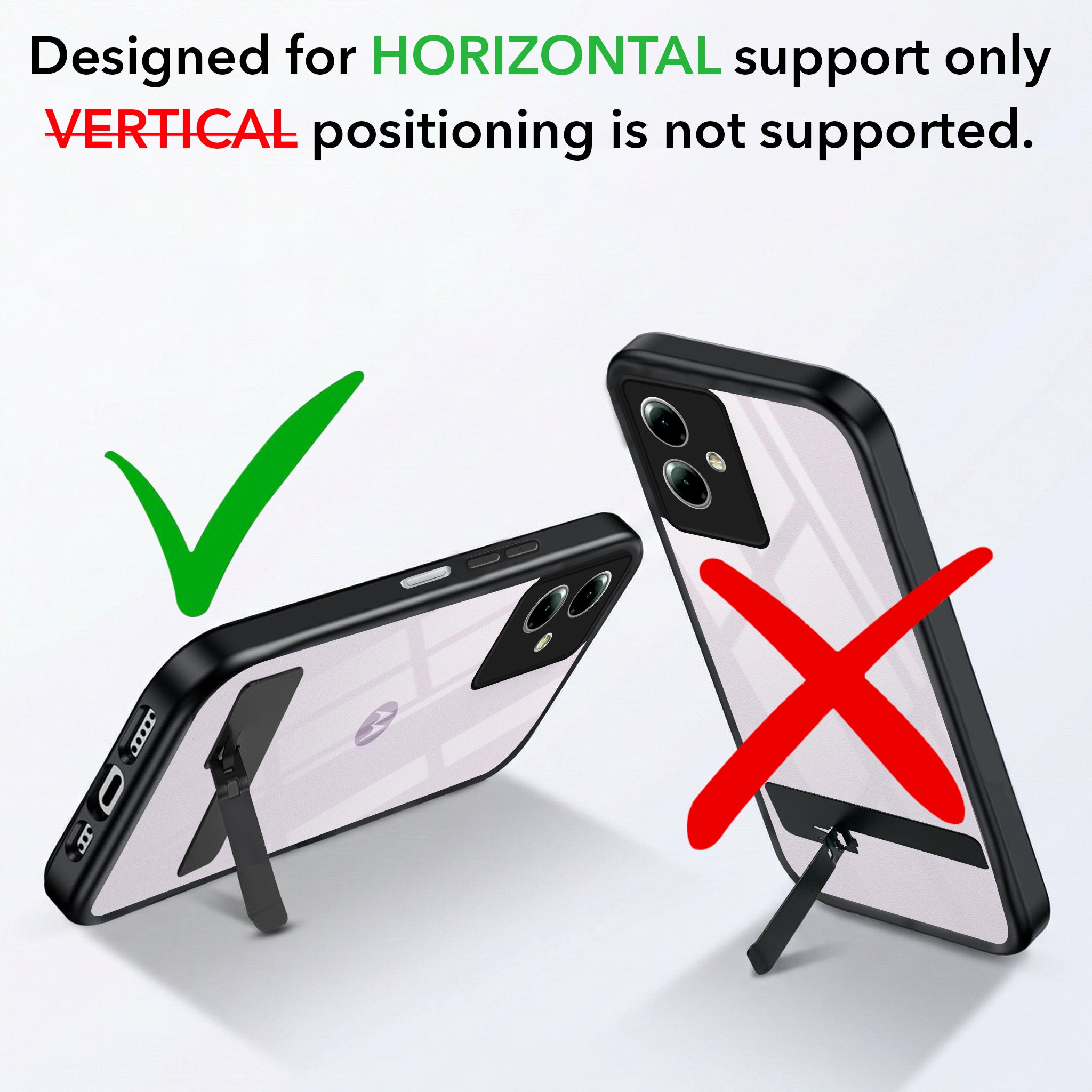 For Motorola Moto G14 Back Cover Case (Built-in Stand | Lifetime Anti Yellow | Kickstand Shockproof | Camera Protection | MagSafe Compatible)