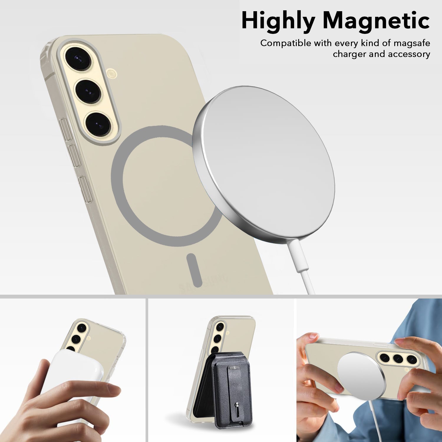 For Samsung Galaxy S24 Plus Back Cover Case Crystal (Frosted Matte Feel | MagSafe Compatible Wireless Charging)