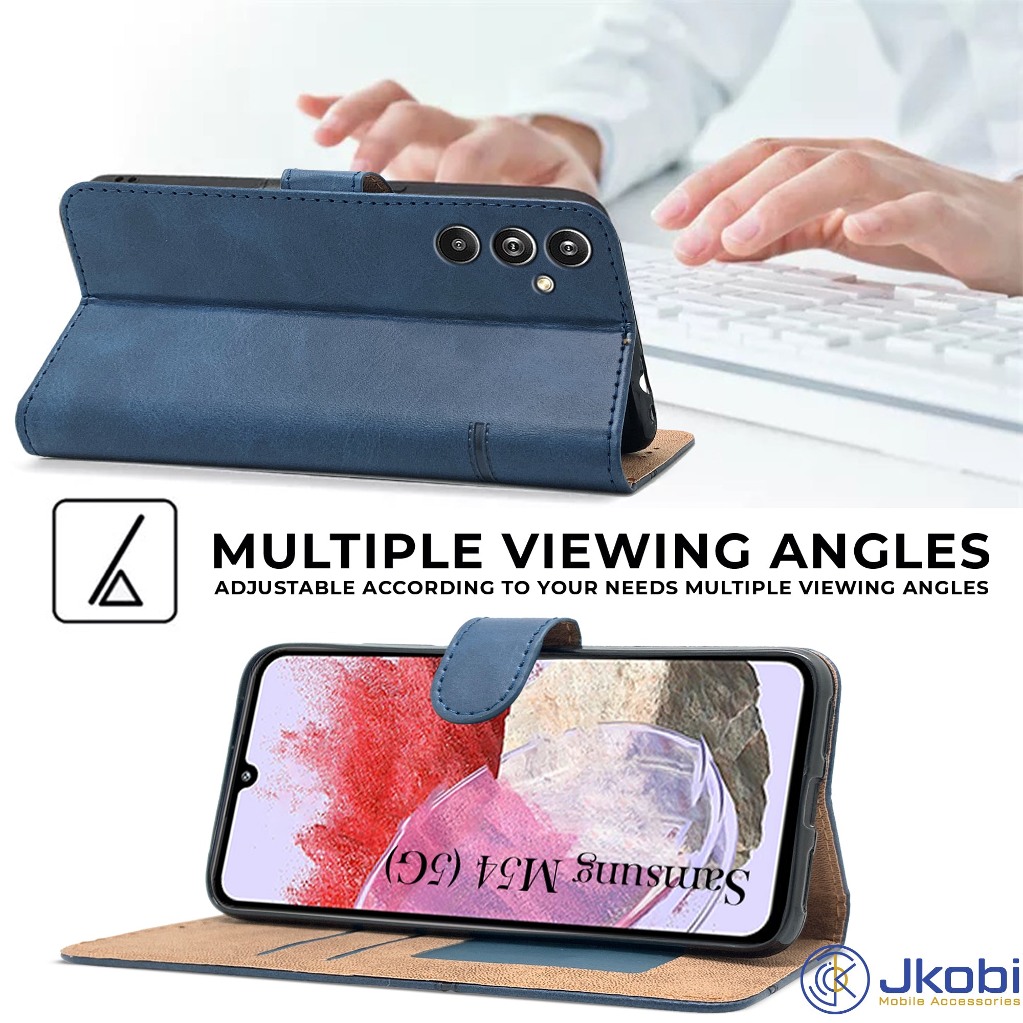 For Samsung Galaxy M54 5G Flip Cover Case (Stitched Leather with Magnetic Closure)
