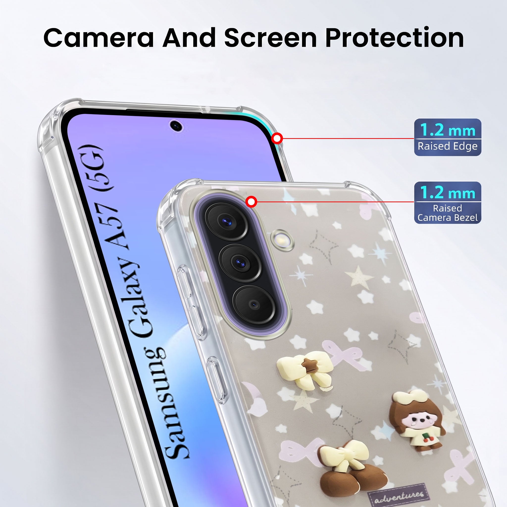 For Samsung Galaxy A57 5G Back Cover Case (3D Cute Cartoons | Hard Back Side Soft | Matte Premium Finish | HD Printing)