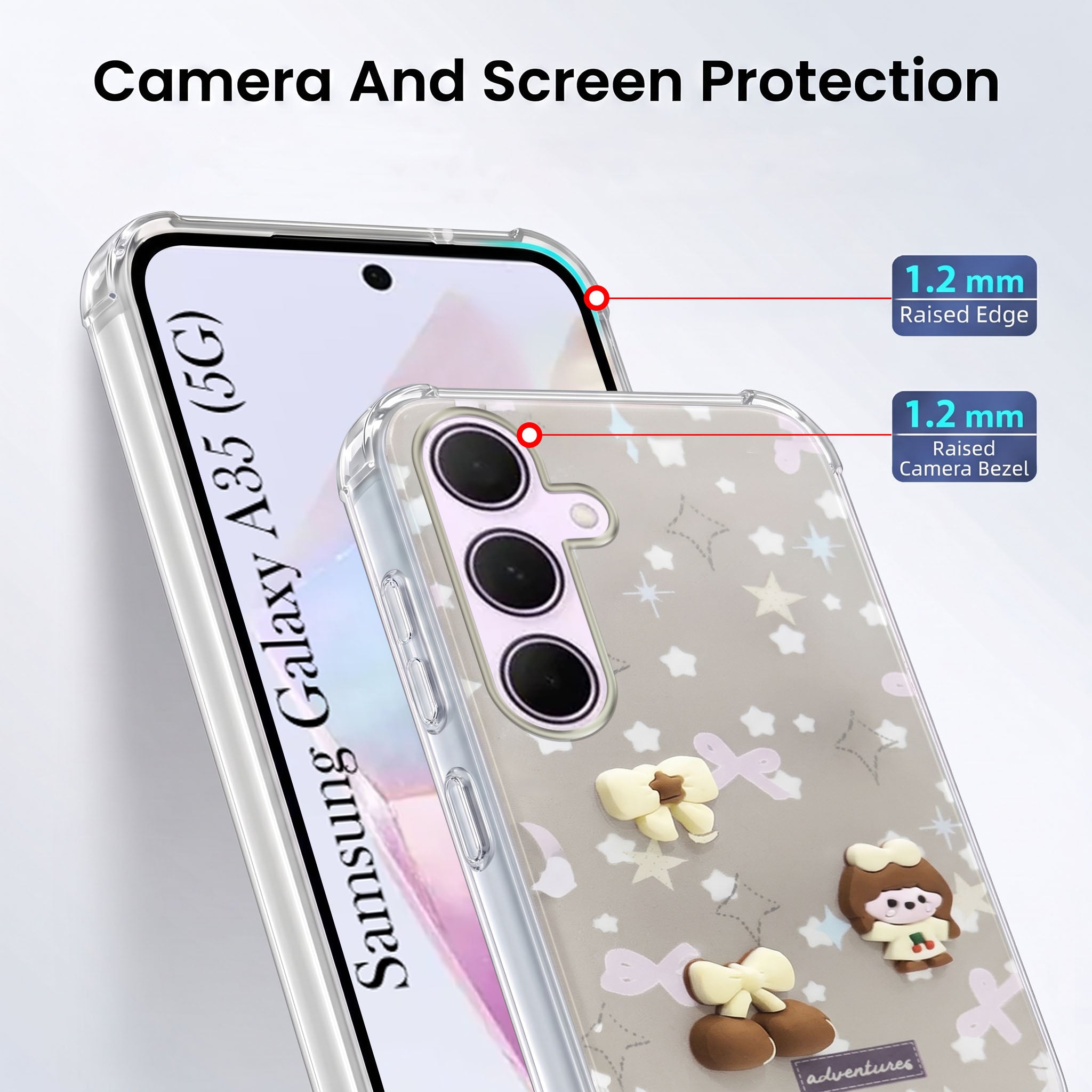 For Samsung Galaxy A35 5G Back Cover Case (3D Cute Cartoons | Hard Back Side Soft | Matte Premium Finish | HD Printing)