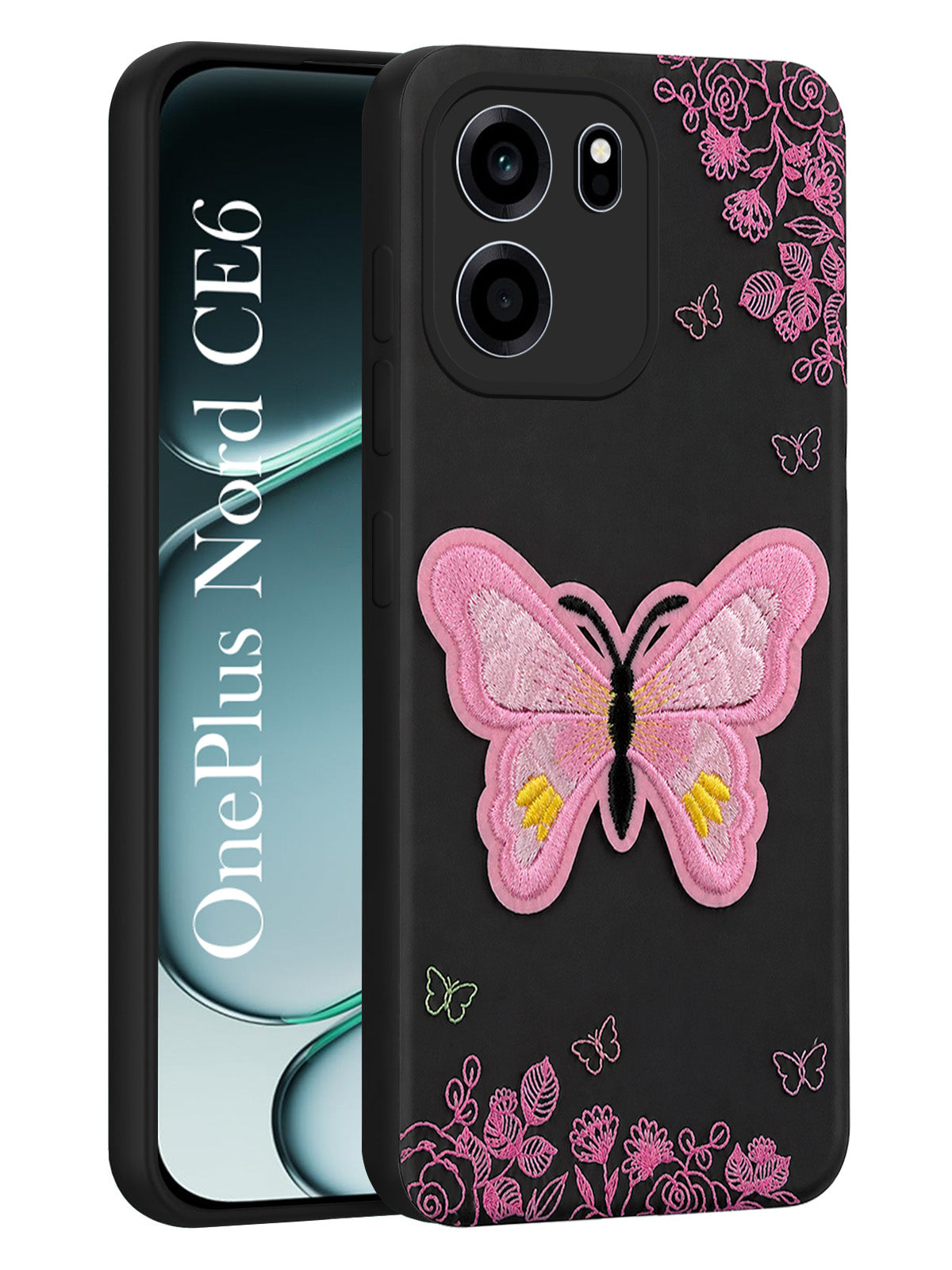 For Oneplus Nord CE 6 Back Cover Case (Soft Butterfly Embroidery | Women Teen Girls | Camera Protection| Matte Silicone)