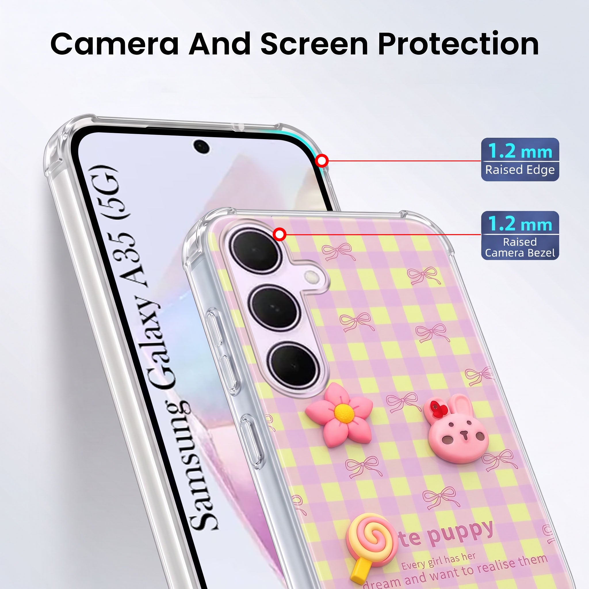 For Samsung Galaxy A35 5G Back Cover Case (3D Cute Cartoons | Hard Back Side Soft | Matte Premium Finish | HD Printing)