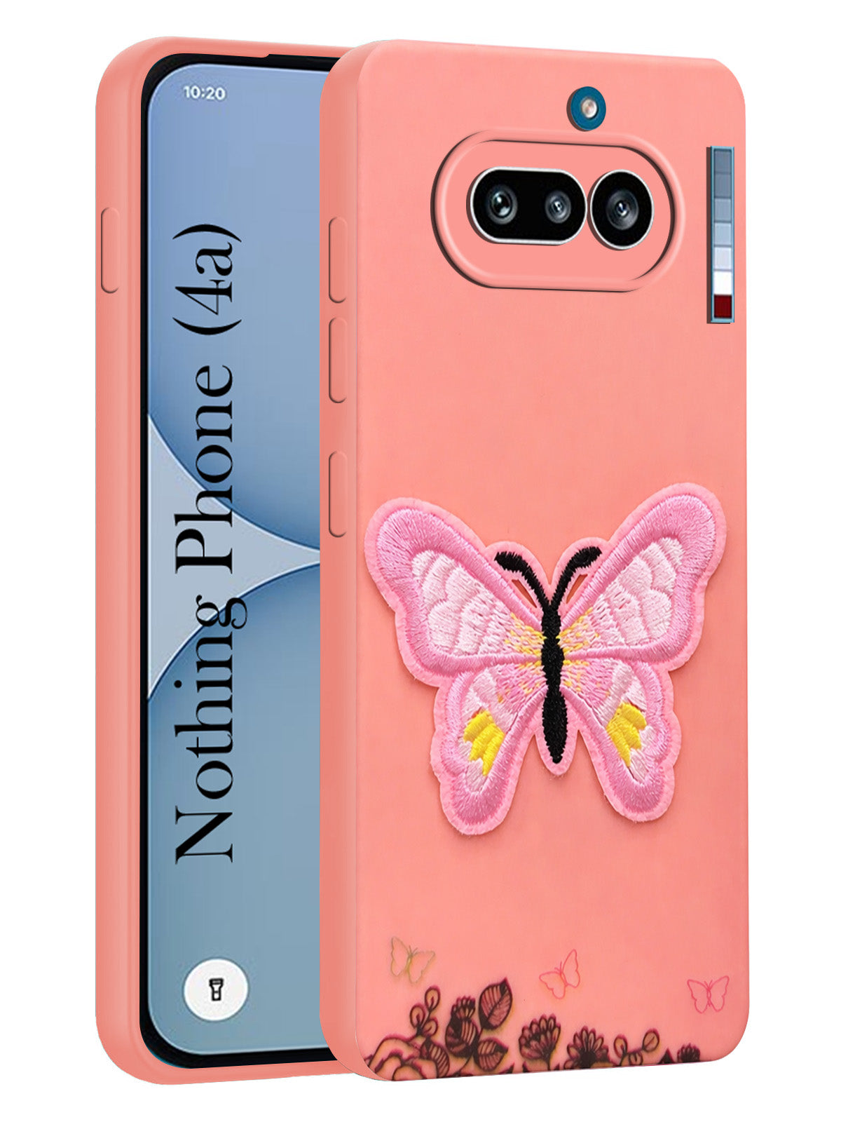 For Nothing Phone 4A 5G Back Cover Case (Soft Butterfly Embroidery | Women Teen Girls | Camera Protection| Matte Silicone)