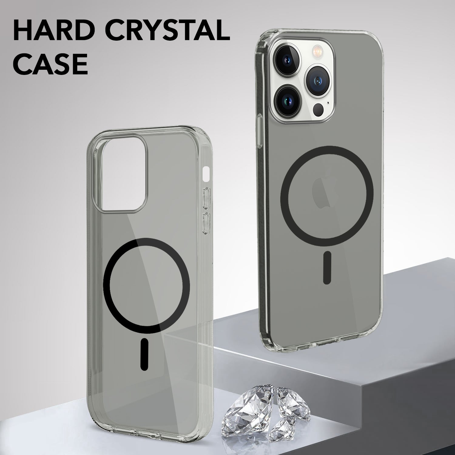 For Apple iPhone 13 Pro Back Case Cover Lifetime Anti-Yellow MagSafe Compatible Clear (Sleek Hard Crystal | Camera Protection and Shockproof)