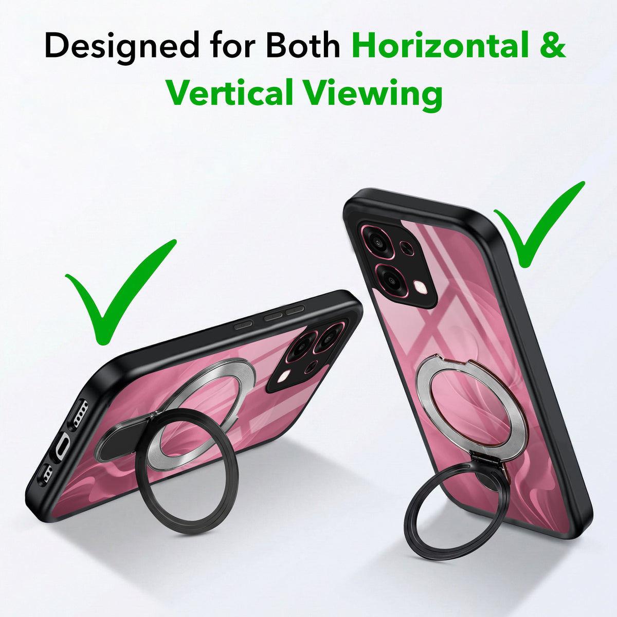 For Oppo F31 5G | Oppo F33 5G Back Cover Case (Kick Stand Ring Holder | Life time Anti Yellow | Camera Protection)