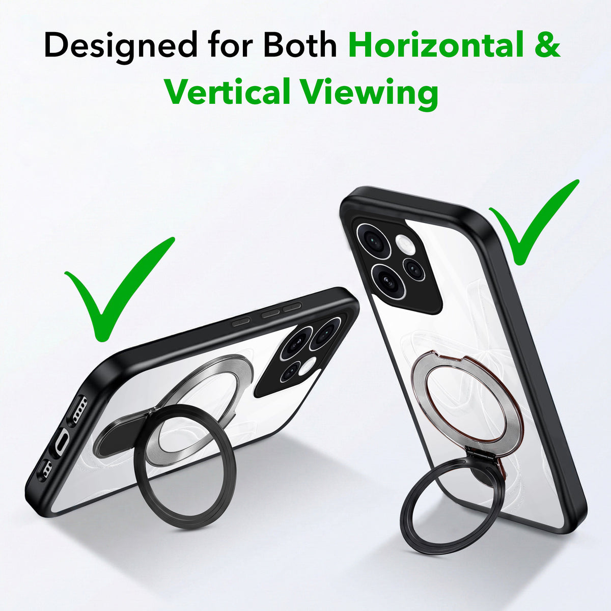 For Oppo Reno15 Pro 5G Back Cover Case (Kick Stand Ring Holder | Life time Anti Yellow | Camera Protection)