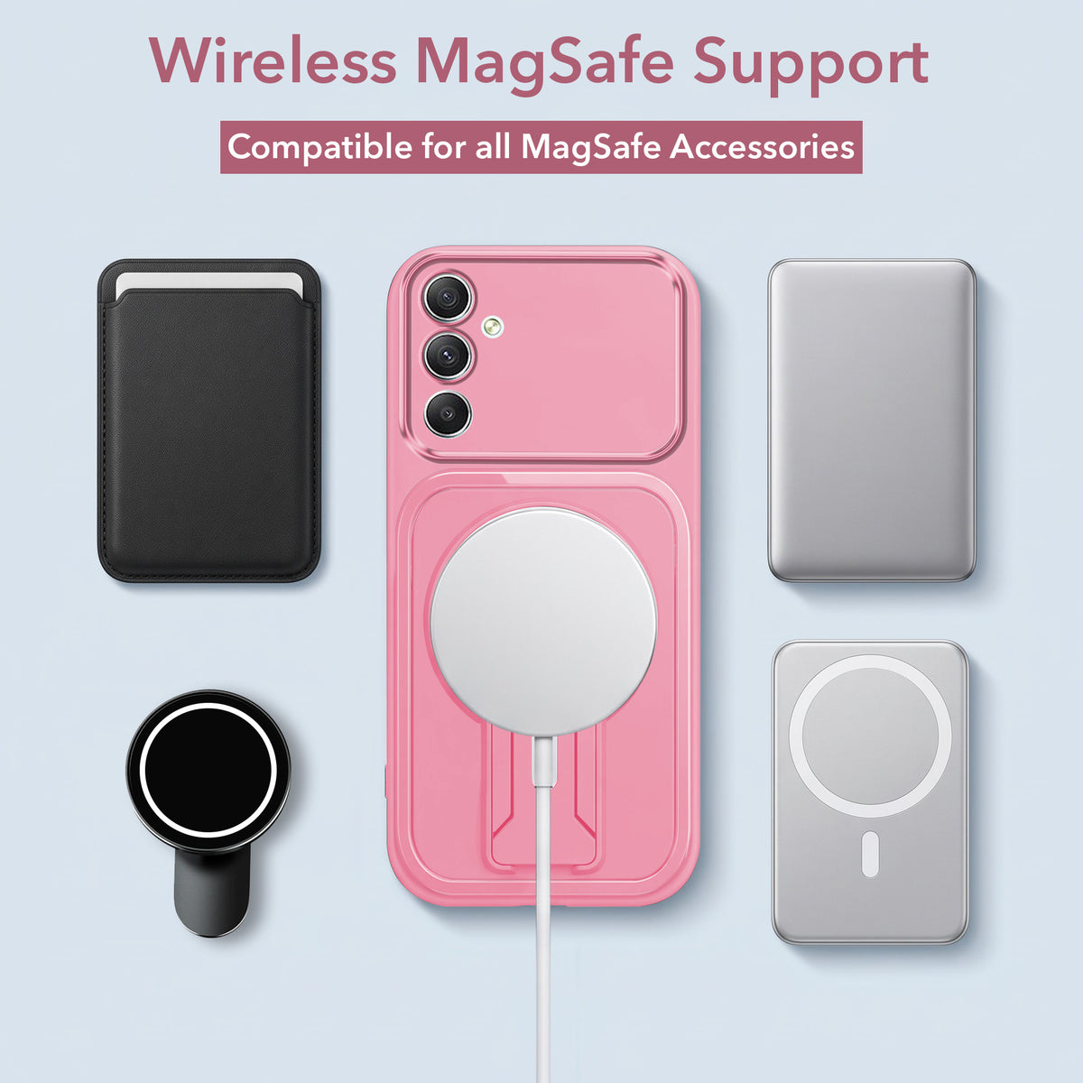 For Samsung Galaxy A34 5G Back Case Cover Metallic (Hybrid Armor Kickstand | MagSafe Compatible | Camera Protection Shockproof)