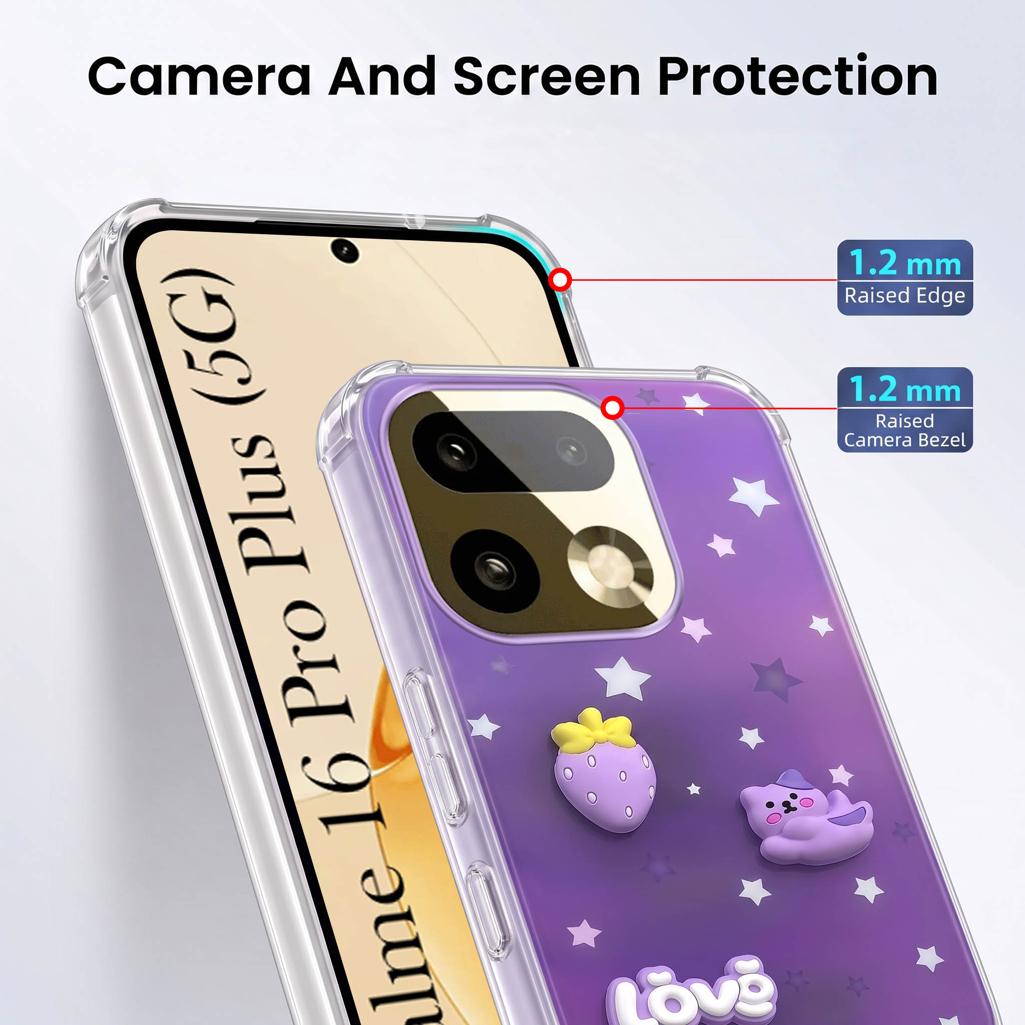 For Realme 16 Pro Plus 5G Back Cover Case (3D Cute Cartoons | Hard Back Side Soft | Matte Premium Finish | HD Printing)