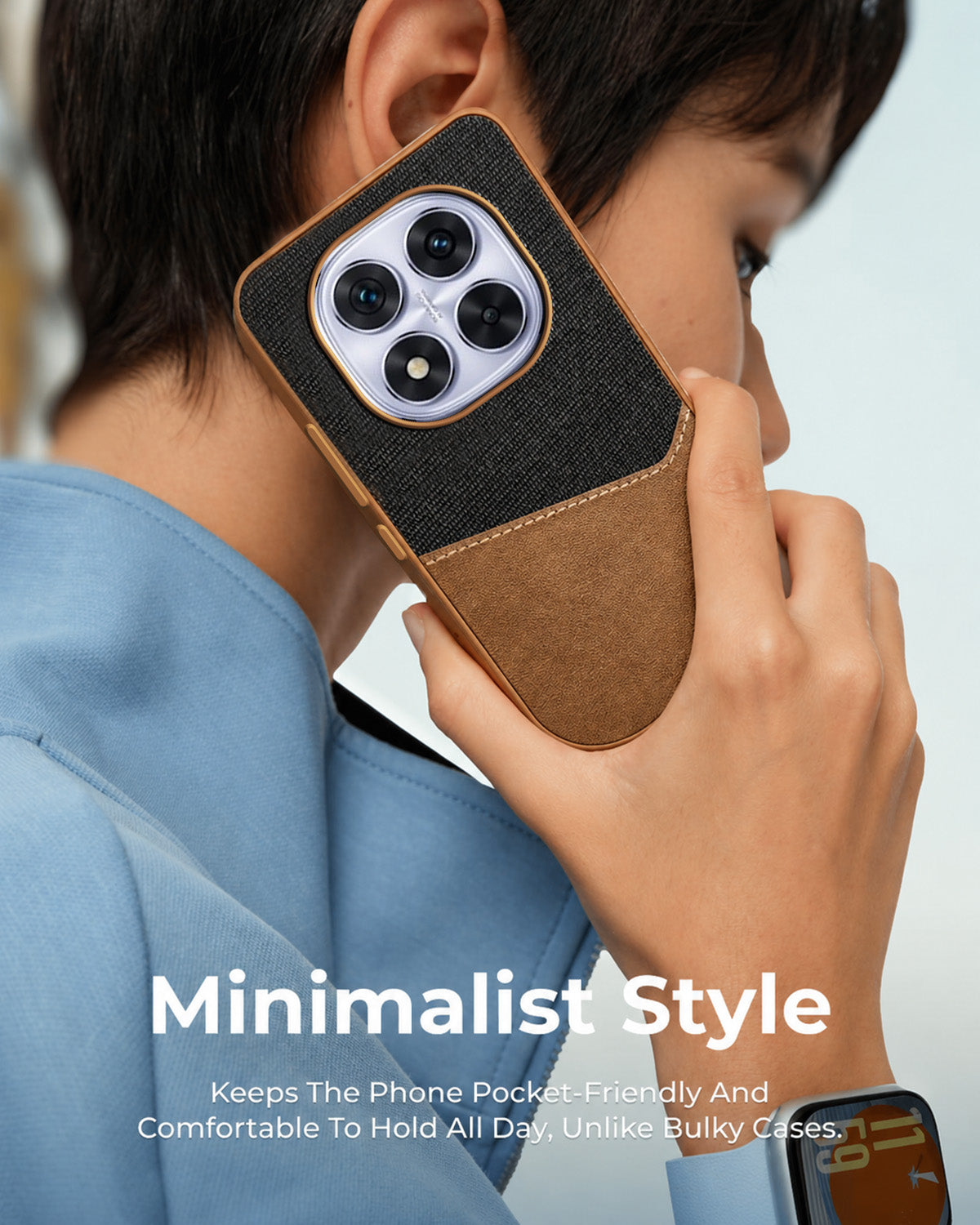 For Redmi Note 14 Pro Back Cover Case (Dual PU Leather Stitch | Professional Minimalist | Soft and Flexible)