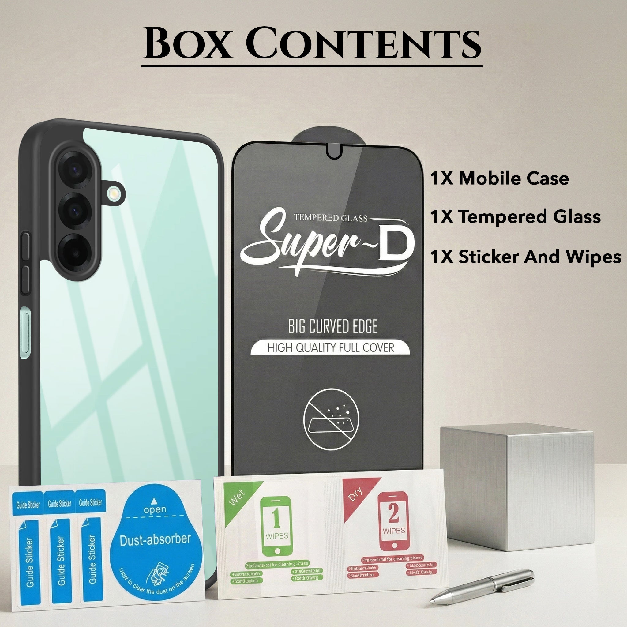 For Samsung Galaxy A26 5G Combo with Back Cover and 9H Tempered Glass (Liquid Silicone | Camera Protection | Oleophobic Coating Screen Glass)