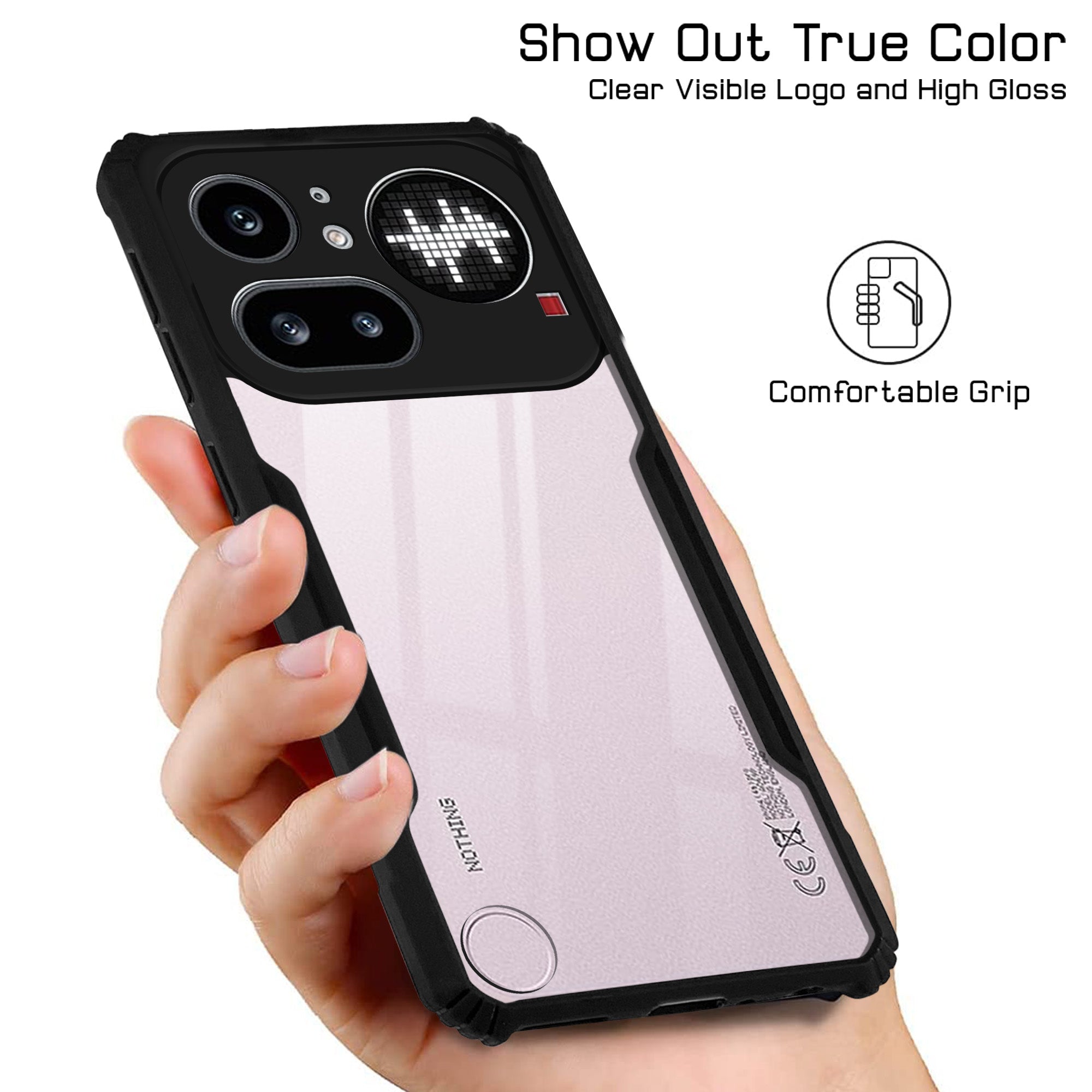 For Nothing Phone 4A Pro 5G Back Cover Case Hybrid (Shockproof with Polycarbonate Clear Panel | Professional Black)