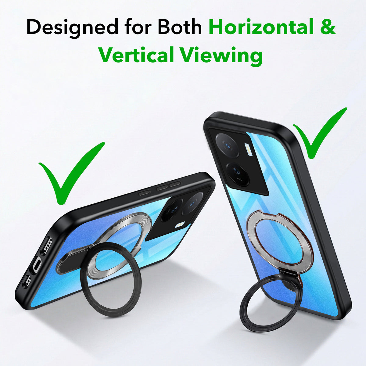 For Vivo IQOO Z7 5G Back Cover Case (Kick Stand Ring Holder | Life time Anti Yellow | Camera Protection)