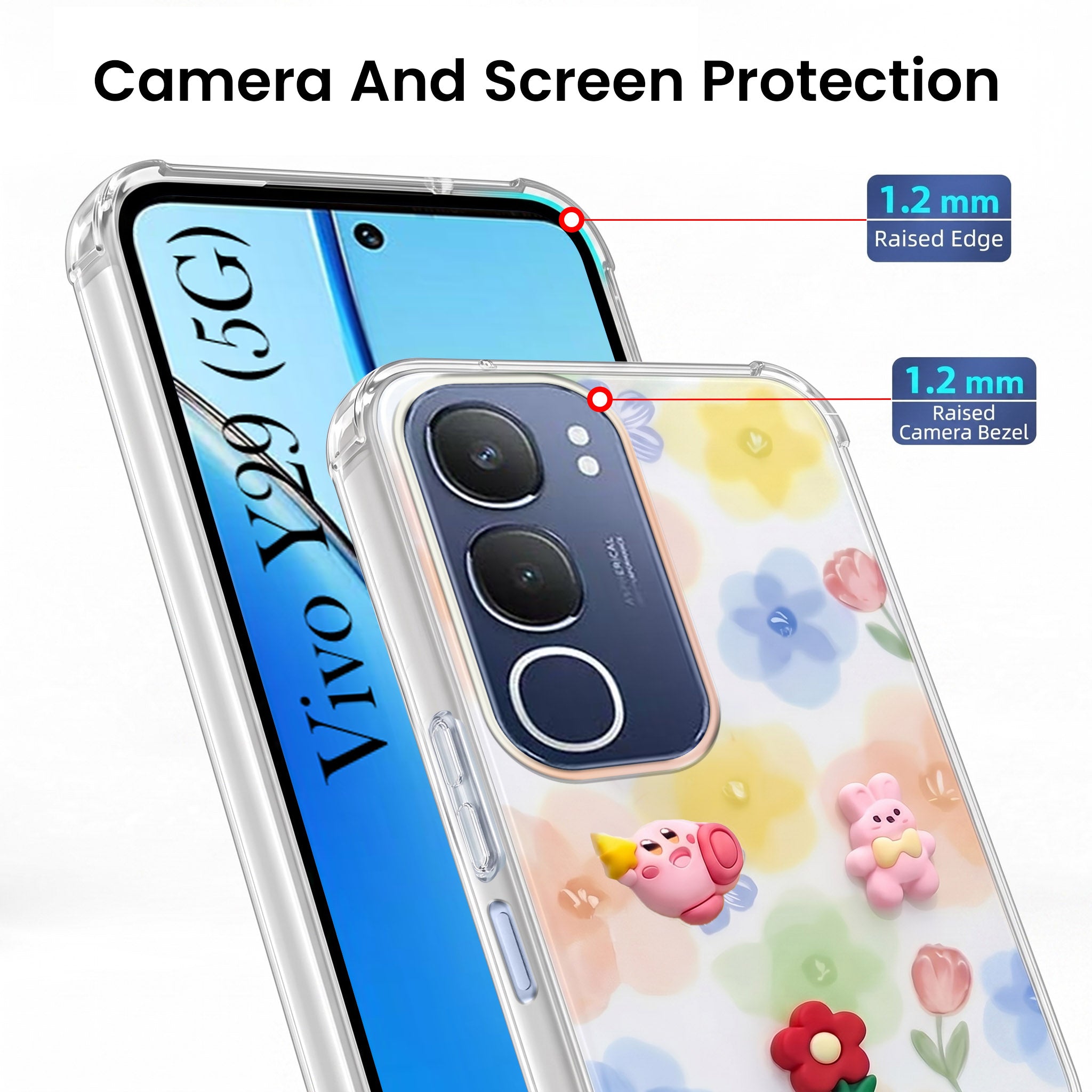 For Vivo Y29 Back Cover Case (3D Cute Cartoons | Hard Back Side Soft | Matte Premium Finish | HD Printing)