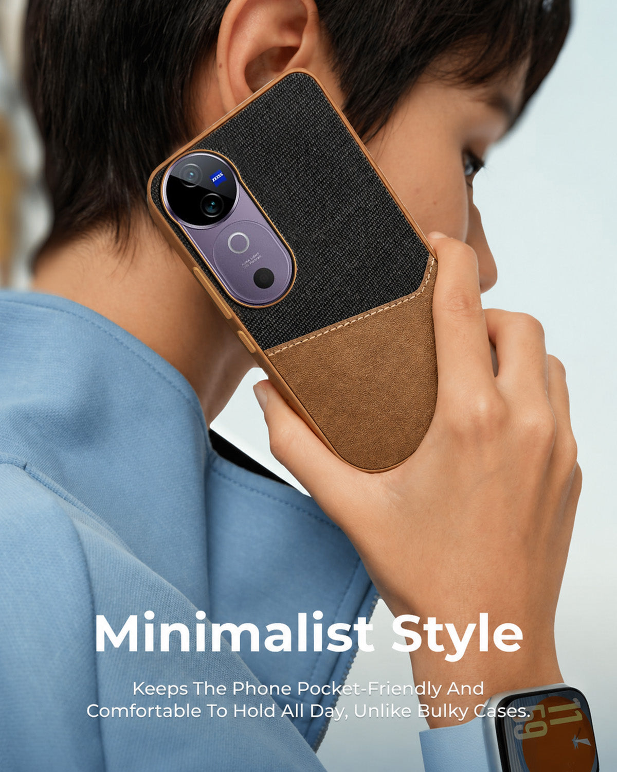 For Vivo V40 | Vivo V40 Pro Back Cover Case (Dual PU Leather Stitch | Professional Minimalist | Soft and Flexible)