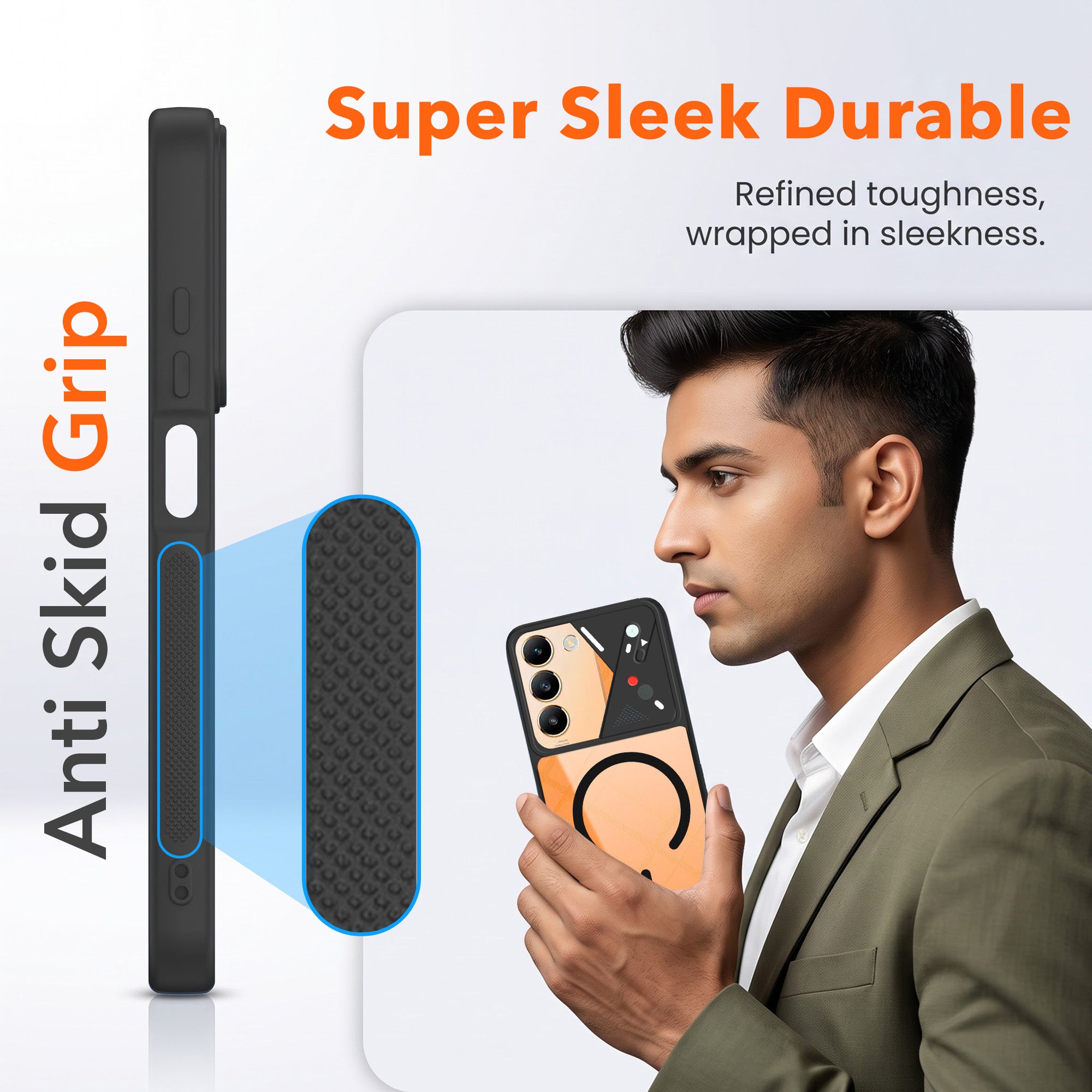 For Vivo Y200e Back Cover Case Lifetime Anti-Yellow Clear (Camera Protection | Side Grip | Wireless MagSafe Compatible)