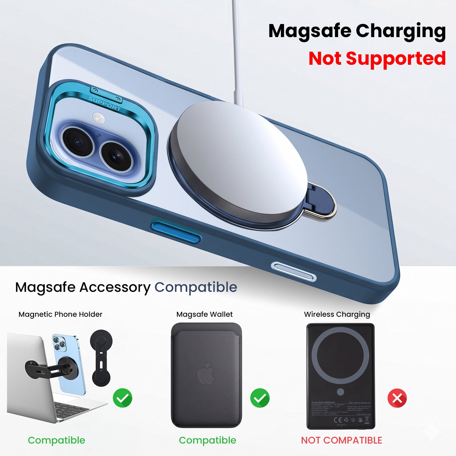 For Apple iPhone 17 Back Cover Case Crystal (Lifetime Anti Yellow | Magnetic Ring Stand | Camera Lens Protection | MagSafe Compatible)