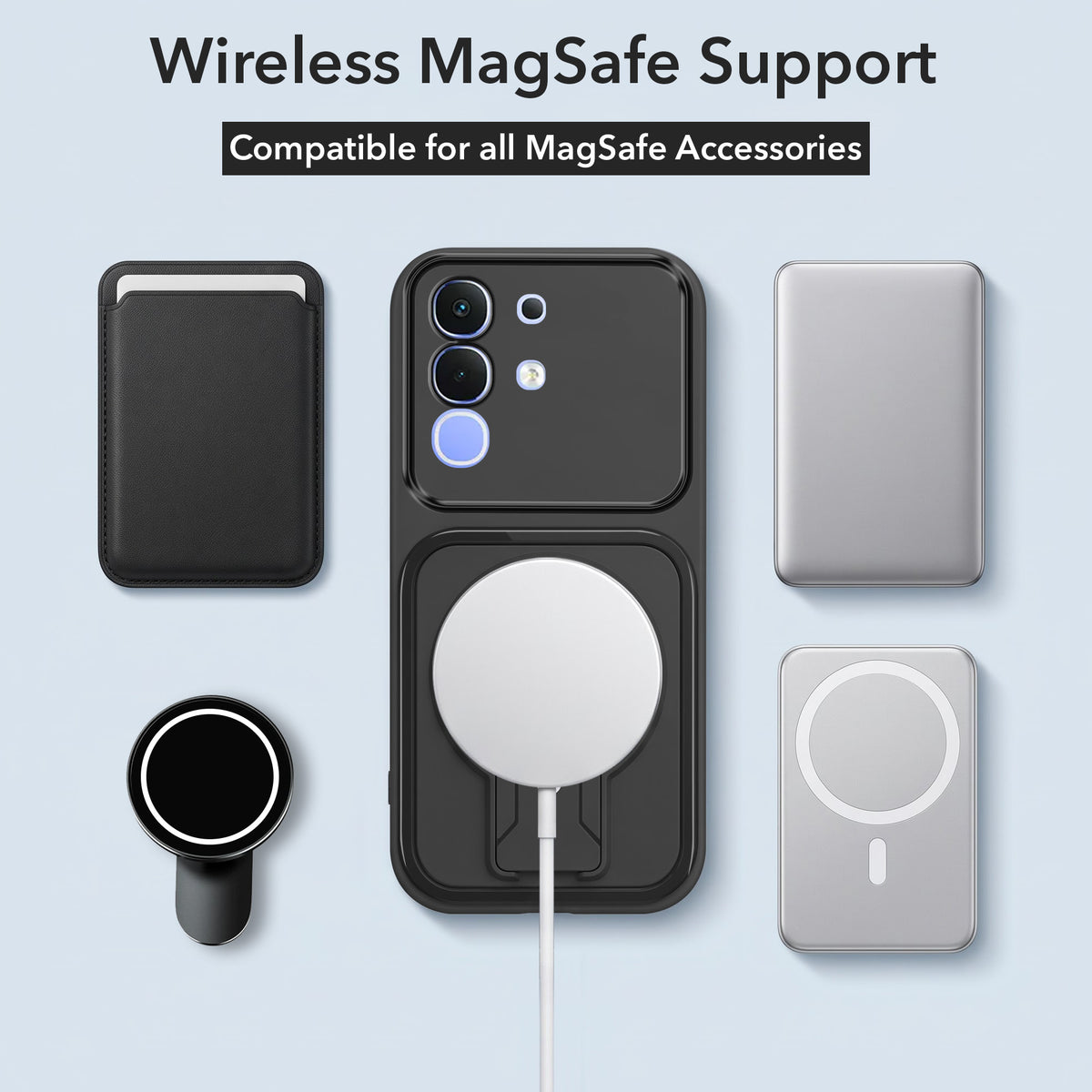 For Vivo iQOO Z10x Back Case Cover Metallic (Hybrid Armor Kickstand | MagSafe Compatible | Camera Protection Shockproof)