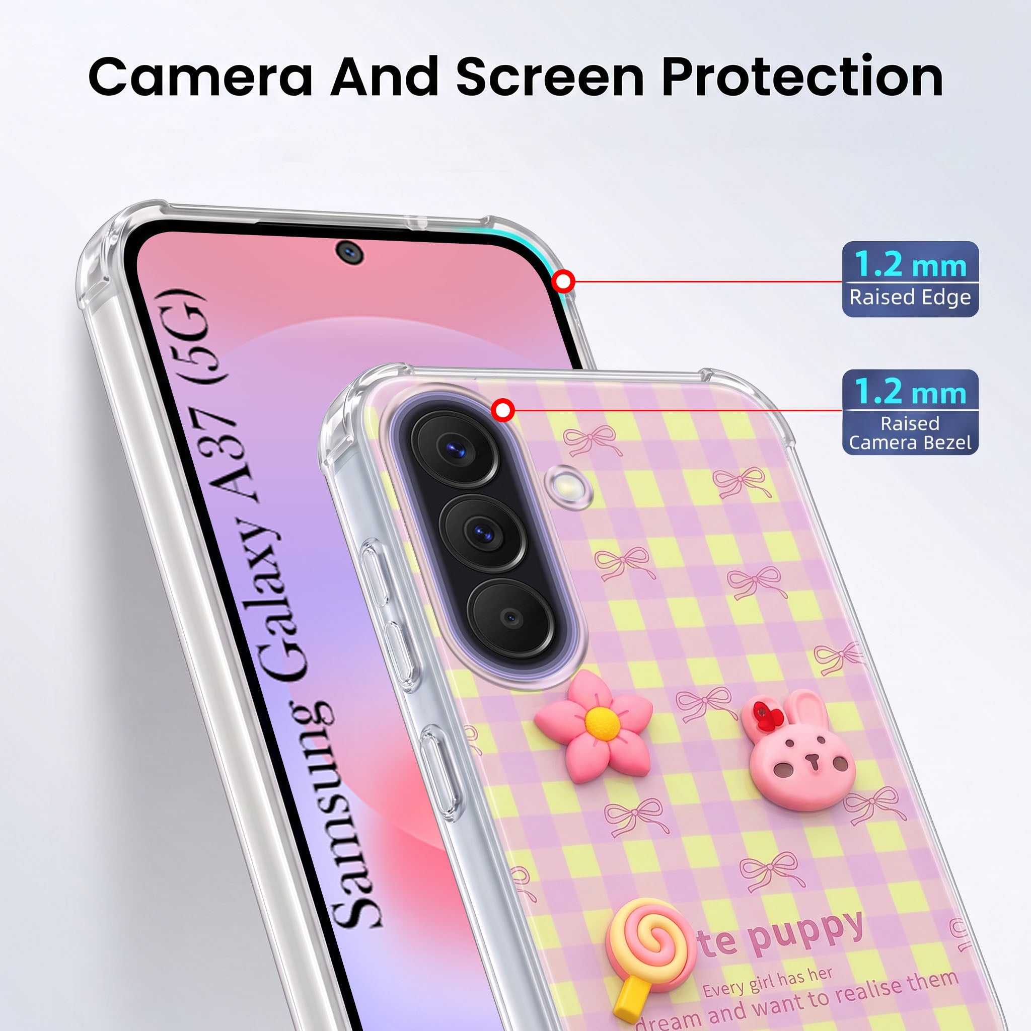For Samsung Galaxy A37 5G Back Cover Case (3D Cute Cartoons | Hard Back Side Soft | Matte Premium Finish | HD Printing)