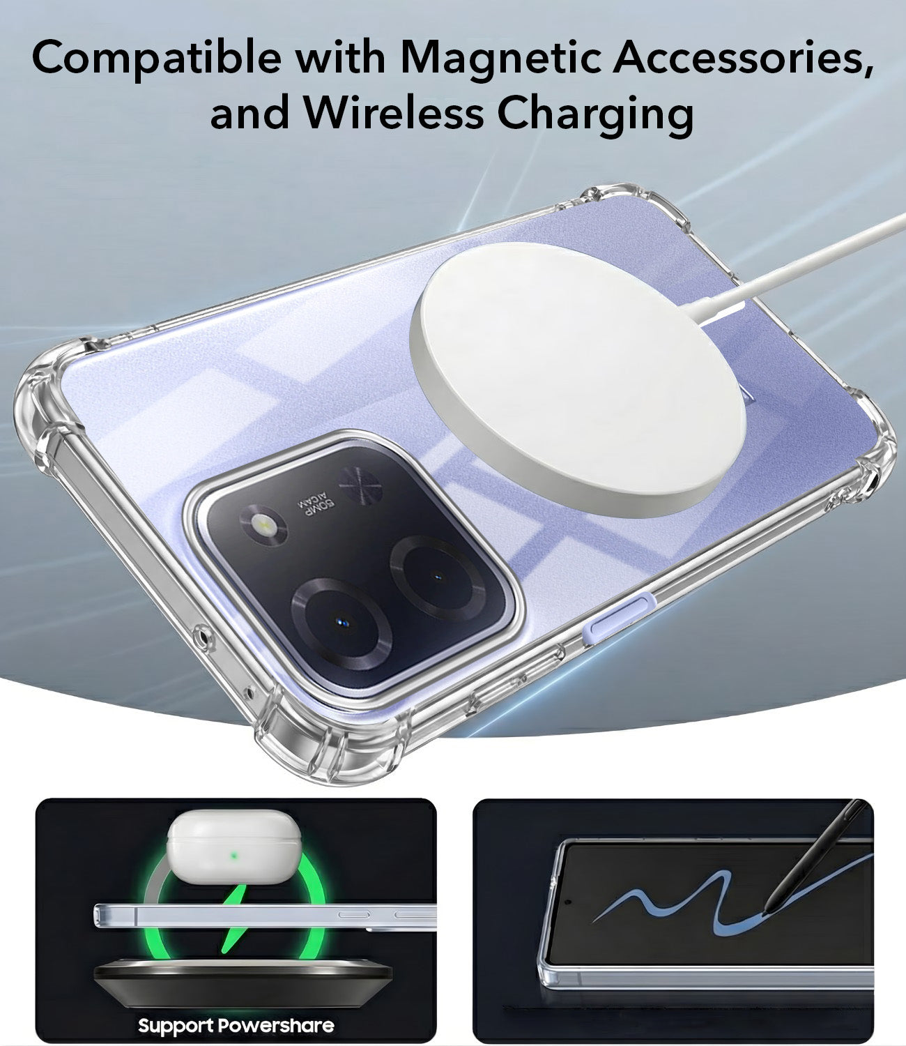 For Poco C85 5G Back Cover Shockproof Crystal-Clear (Magsafe Wireless Support | Drop & Camera Protection | Hard Polycarbonate)