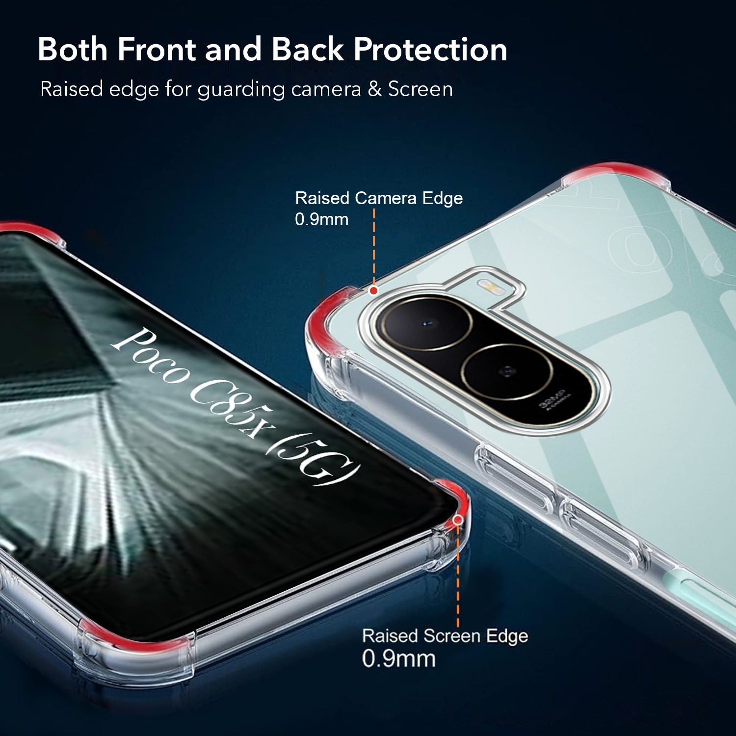 For Poco C85x 5G Back Cover Shockproof Crystal-Clear (Drop & Camera Protection | Hard Polycarbonate)