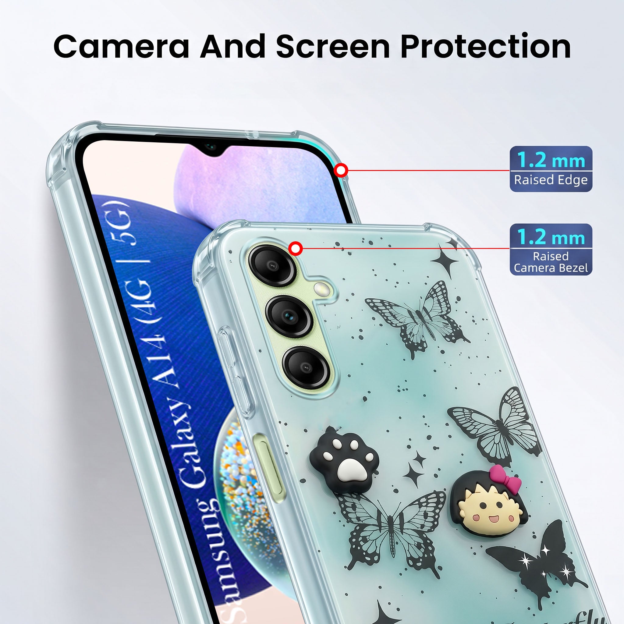 For Samsung Galaxy A14 4G | 5G Back Cover Case (3D Cute Cartoons | Hard Back Side Soft | Matte Premium Finish | HD Printing)