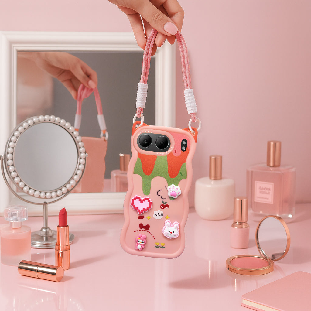 For Oneplus Nord 4 Back Case Cover Strap (3D embossed Figures | Strap Holder | 360* Soft Cushion with Camera Bump)