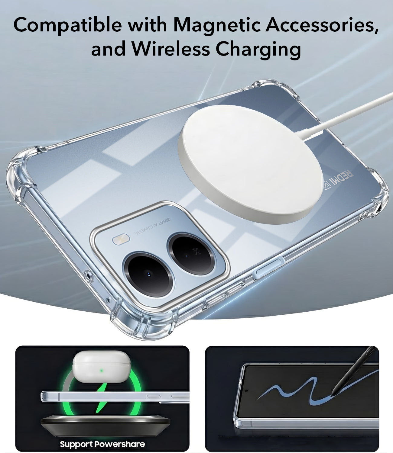 For Redmi 15A 5G Back Cover Shockproof Crystal-Clear (Magsafe Wireless Support | Drop & Camera Protection | Hard Polycarbonate)