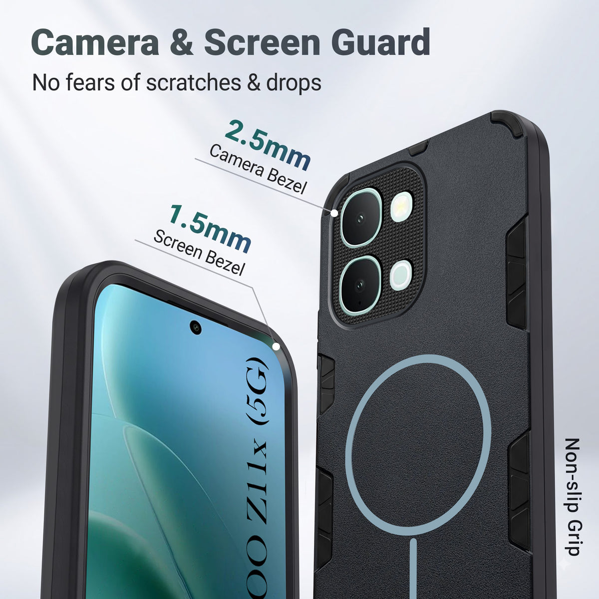 For iQOO Z11x | iQOO Z11xa 5G Back Cover Case (Slim Hybrid Armor | Shockproof Camera Protection | Rugged Dual Layer)