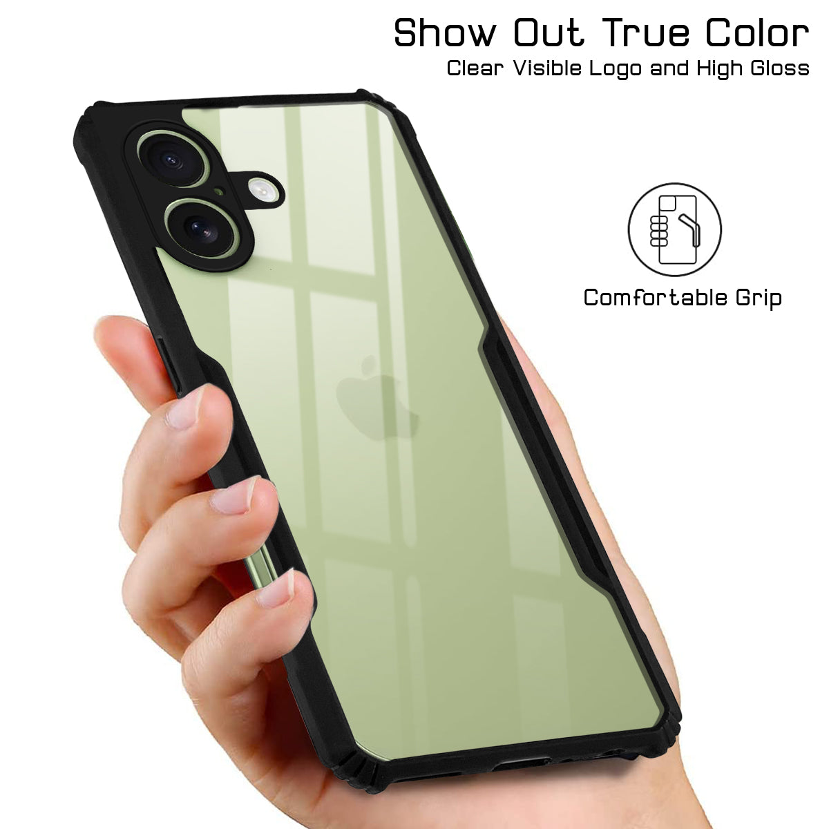 For Apple iPhone 17 Back Cover Case (Shockproof with Polycarbonate Clear Panel | Professional Black)