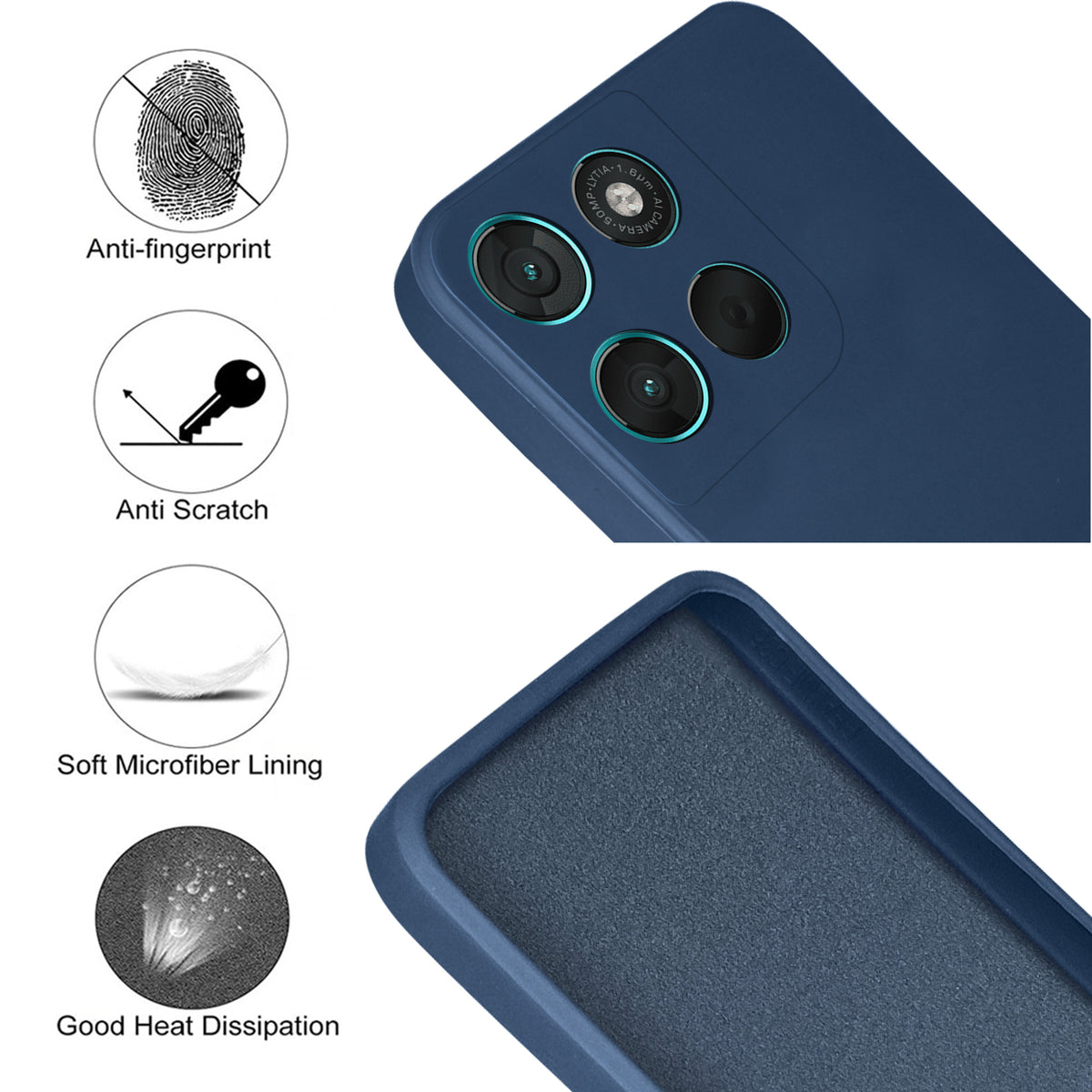 For Motorola G77 Power Back Cover Case (Matte Finish Silicone with Inside Fiber cloth)
