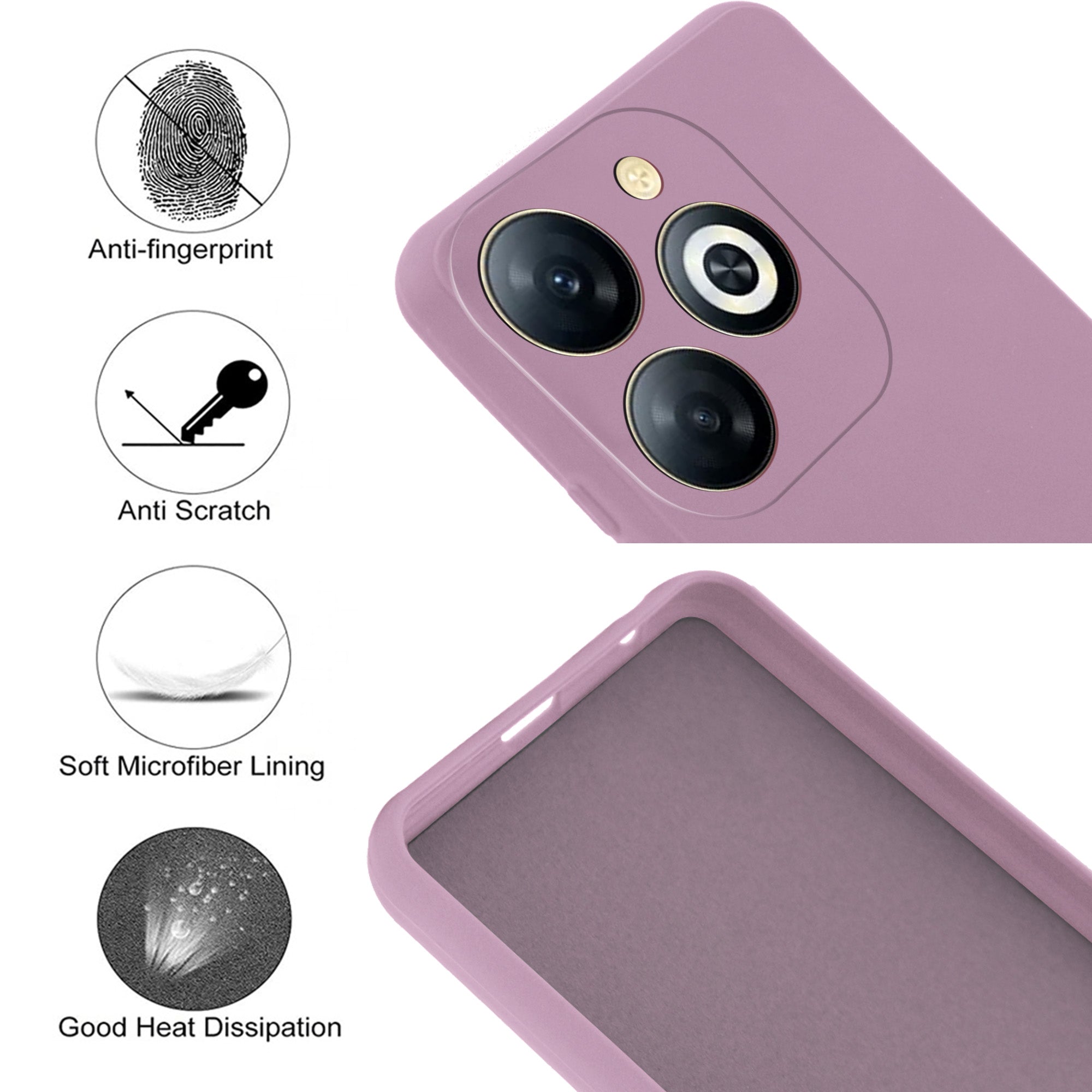 For Infinix Smart 8 HD Back Cover Case (Matte Finish Silicone with Inside Fiber Cloth)