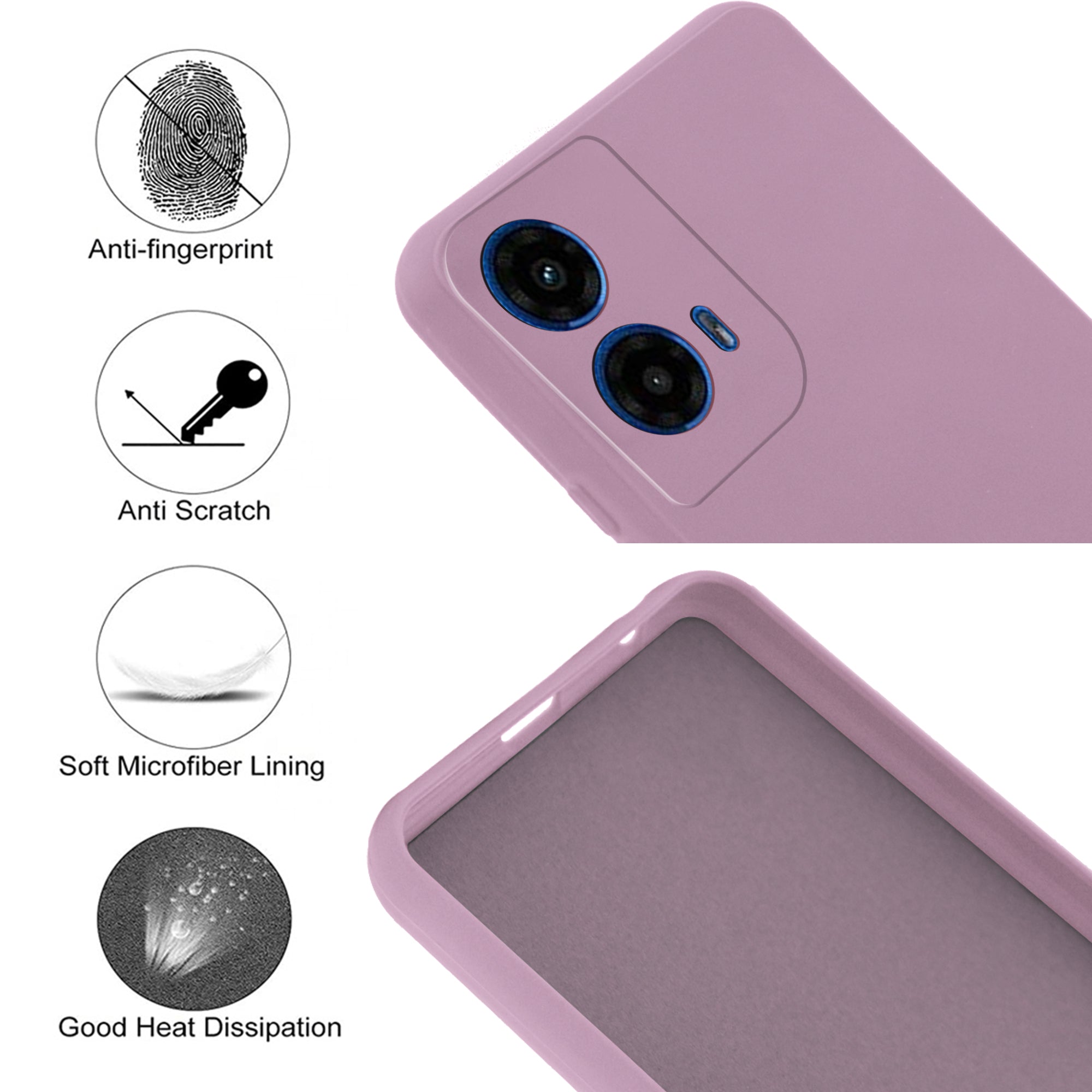 For Motorola Moto G45 Back Cover Case (Matte Finish Silicone with Inside Fiber cloth)