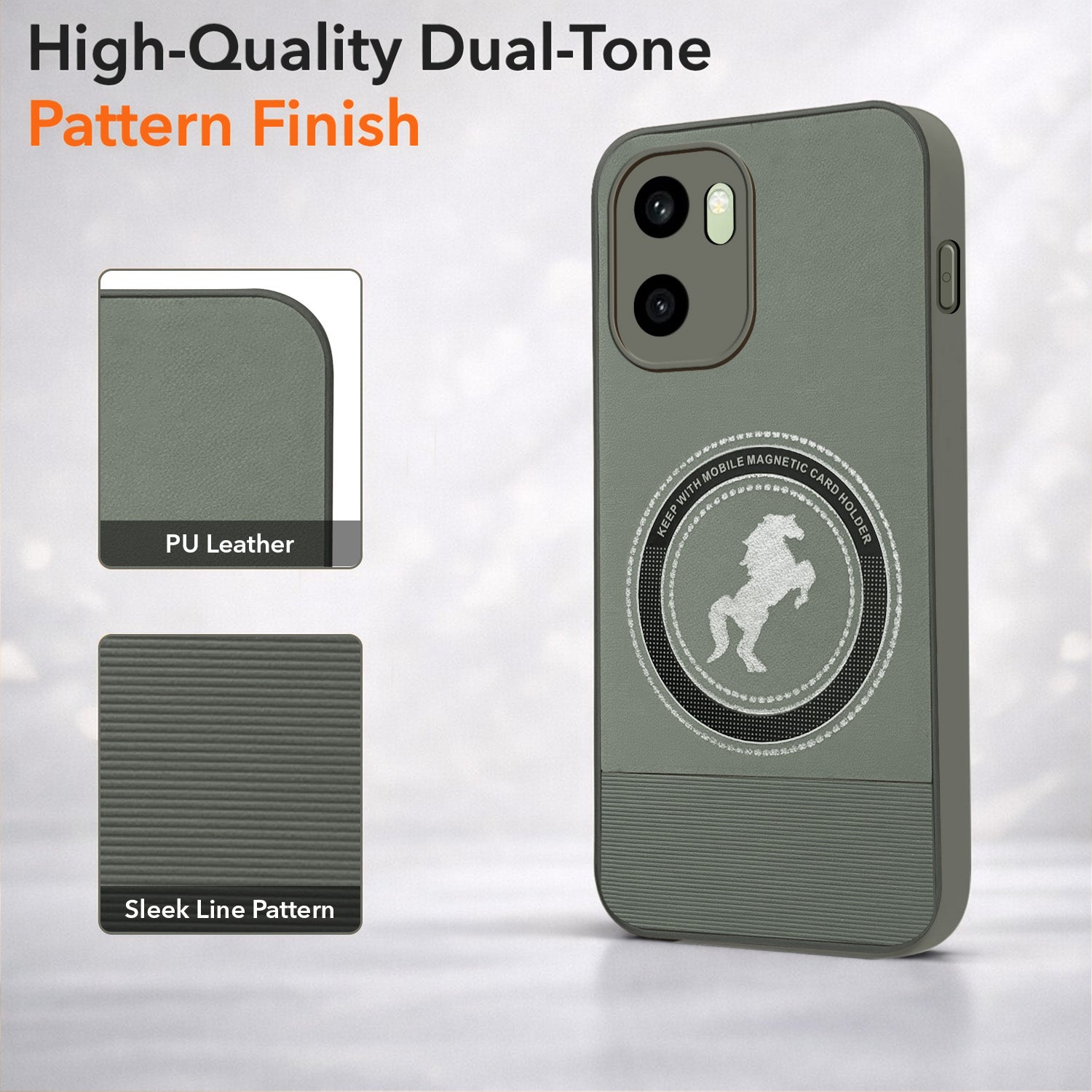 For OnePlus 15R Back Cover Case PU Leather Finish (Professional Minimalist Texture | MagSafe Compatile | Camera Protection | Sleek Sober Formal)