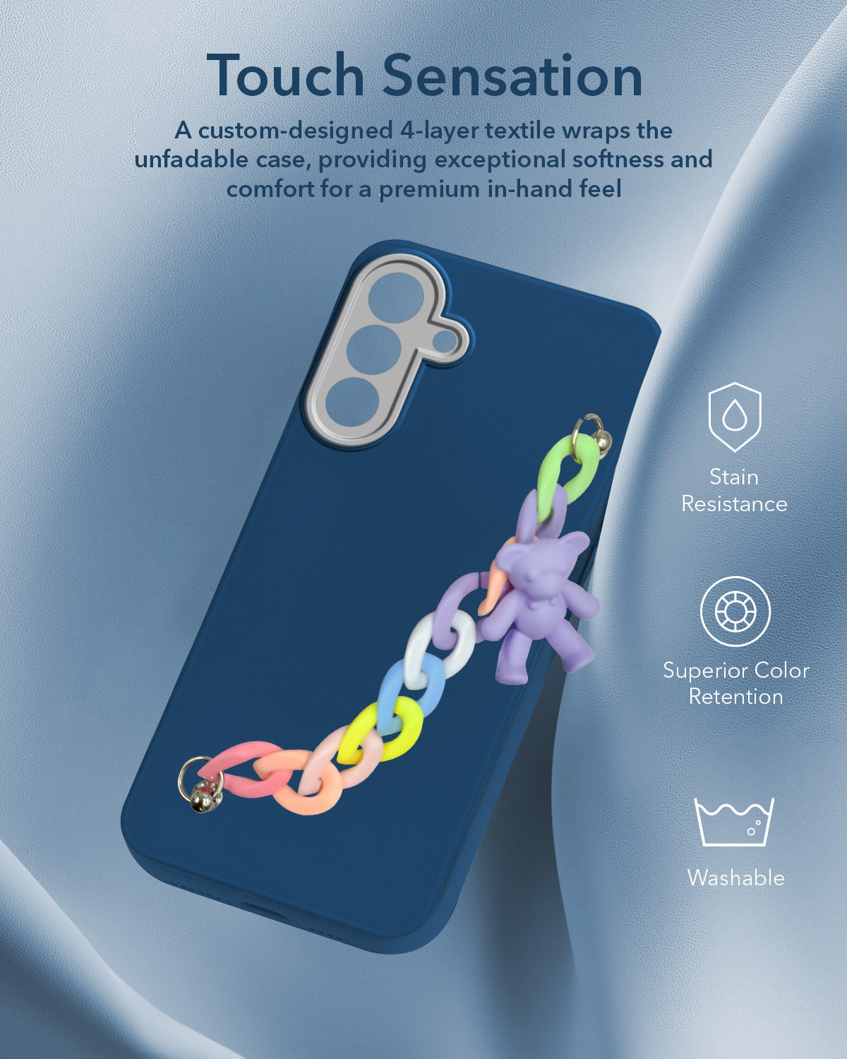 For Samsung Galaxy A26 5G Back Cover Case Silicone (Matte Finish |Wrist Hanging Chain | Teddy Bracelet Charms | Full Camera Protection)