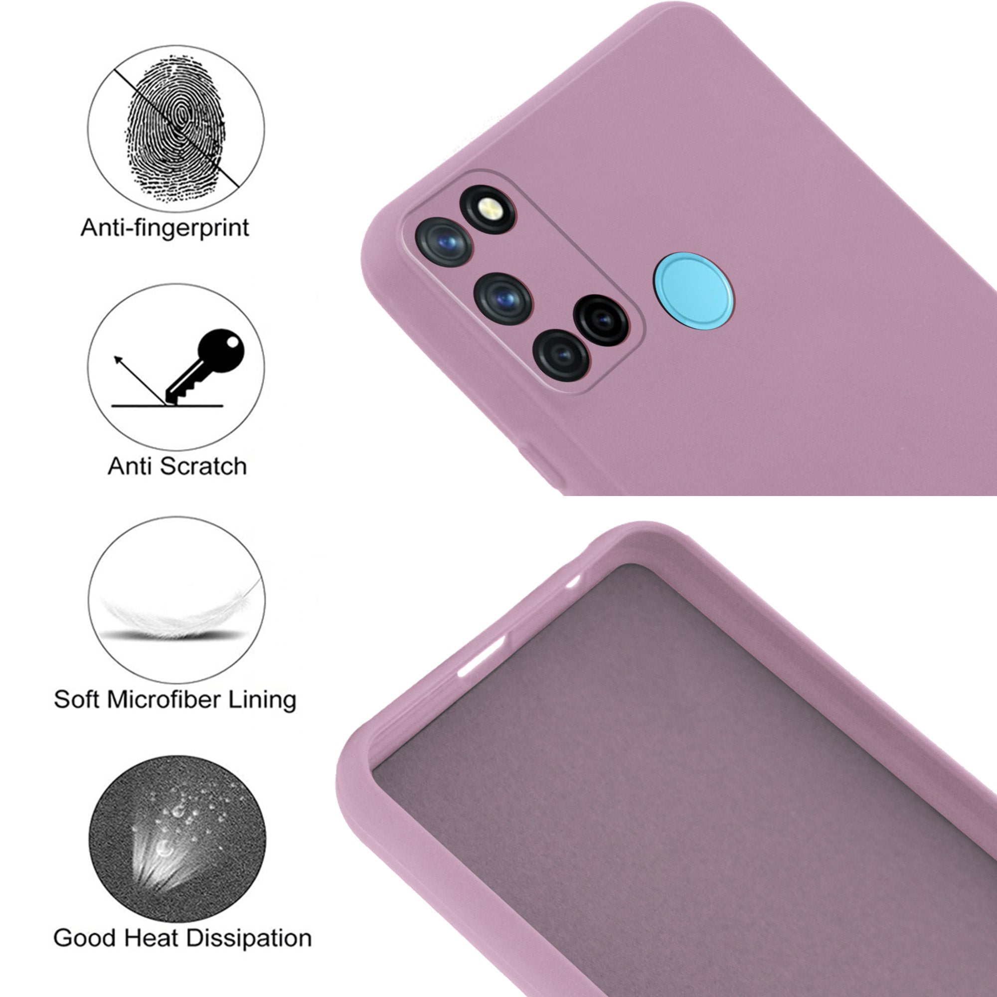 For Realme 7i Back Cover Case ( Matte Finish Silicone with Inside Fiber cloth)