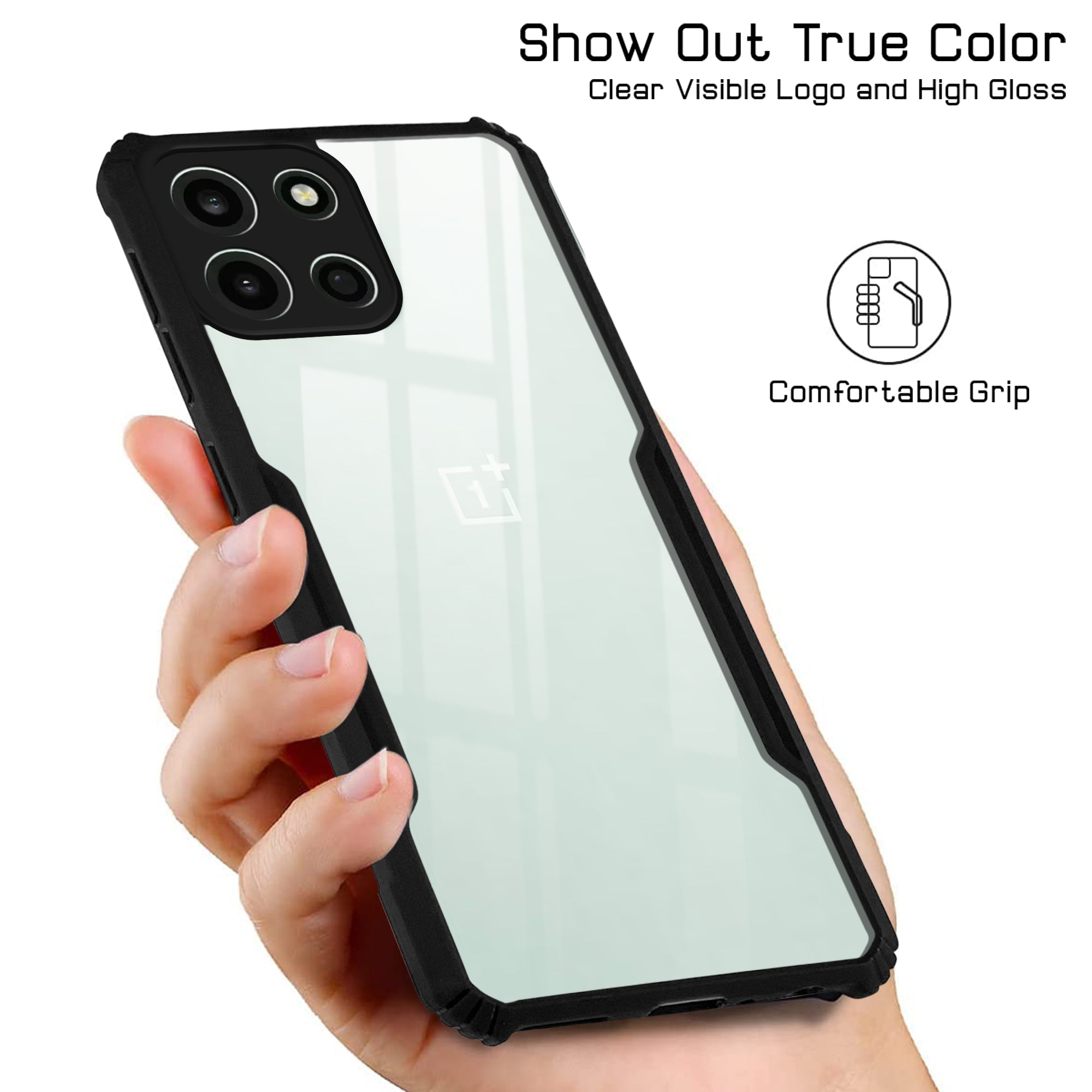 For OnePlus Nord 6 Back Cover Case Hybrid (Shockproof with Polycarbonate Clear Panel | Professional Black)