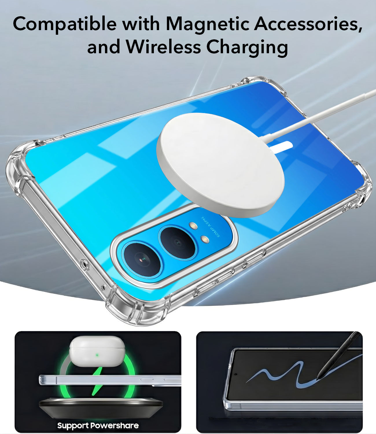 For OnePlus Nord CE 4 Lite Back Cover Shockproof Crystal-Clear (Magsafe Wireless Support | Drop & Camera Protection | Hard Polycarbonate)