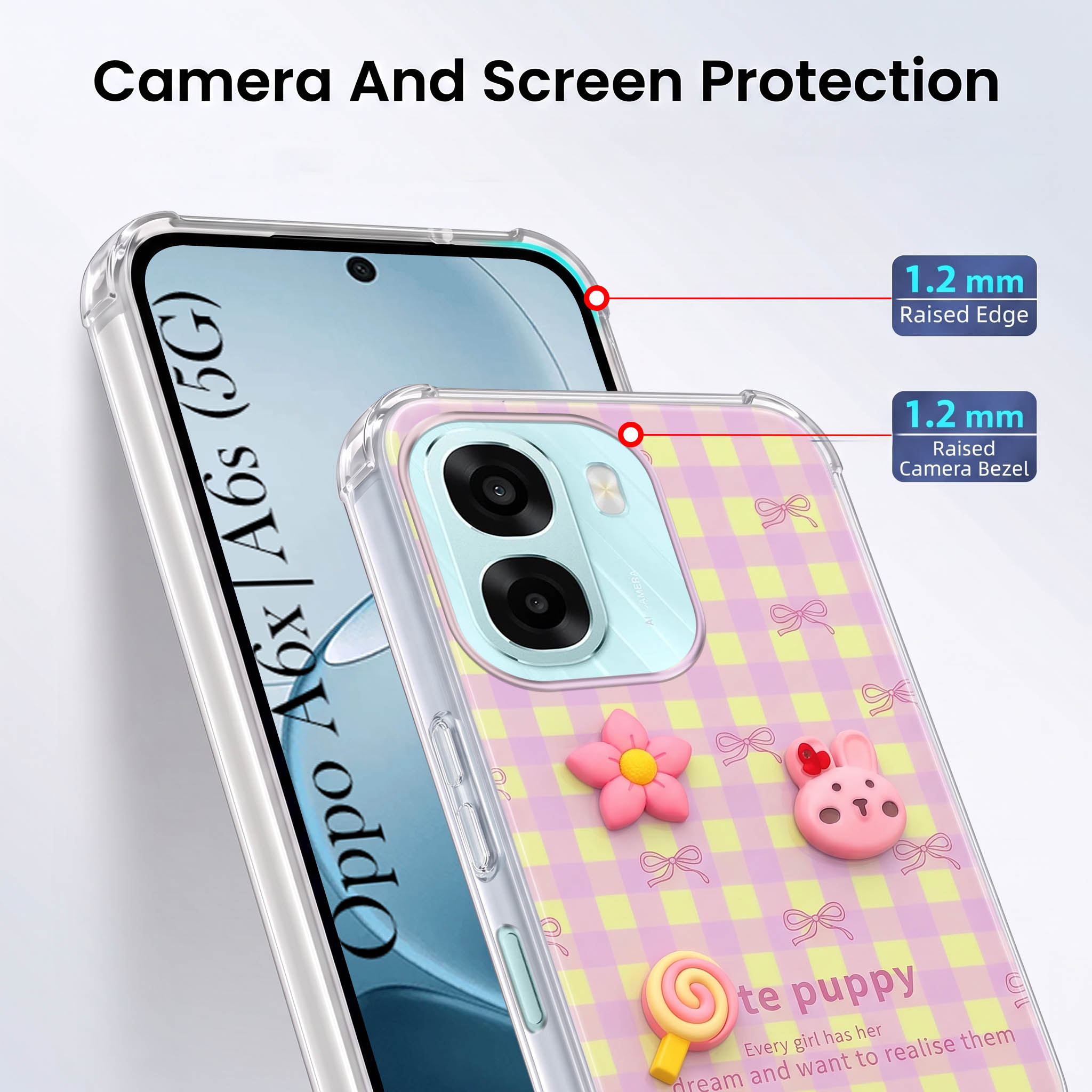 For Oppo A6X | Oppo A6S Back Cover Case (3D Cute Cartoons | Hard Back Side Soft | Matte Premium Finish | HD Printing)