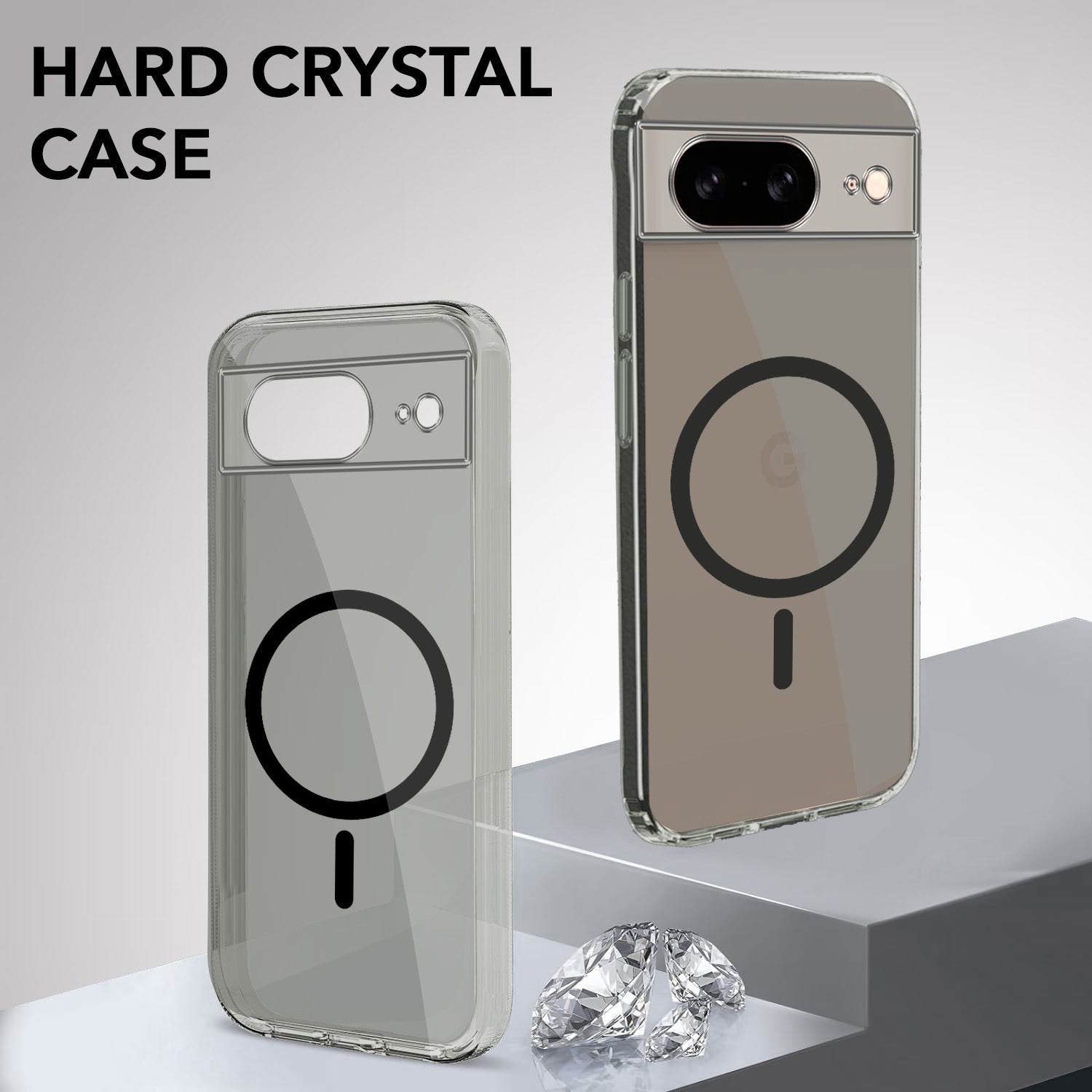 For Google Pixel 8 Back Cover Case Lifetime Anti-Yellow MagSafe Compatible Clear (Sleek Hard Crystal | Shockproof and Camera Protection)