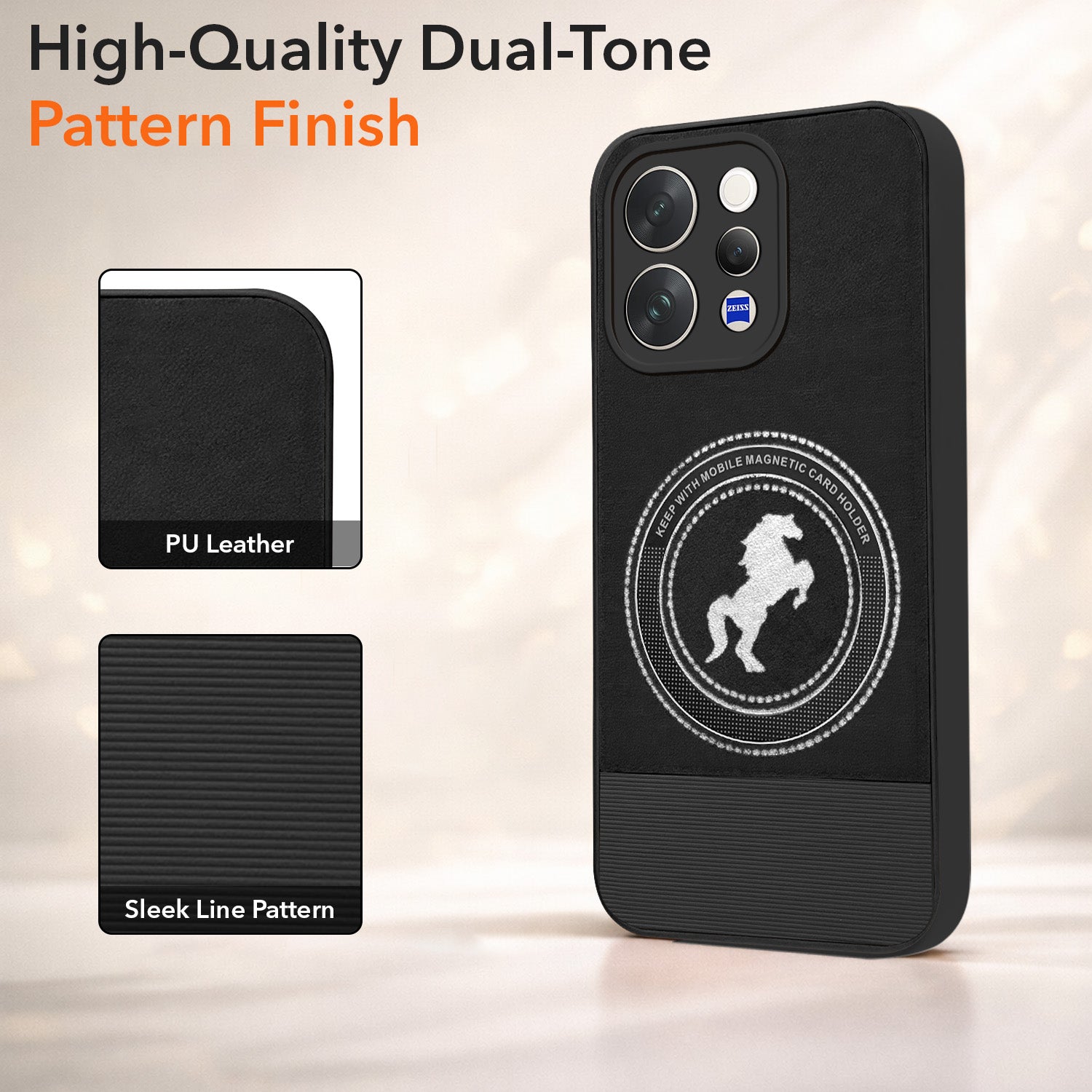 For Vivo V70 | Vivo V70 Elite 5G Back Cover Case PU Leather Finish (Professional Minimalist Texture | MagSafe Compatile | Camera Protection | Sleek Sober Formal)