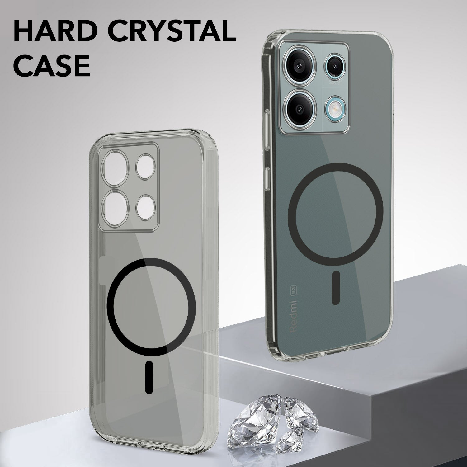 For Xiaomi Redmi Note 13 5G Back Cover Case Lifetime Anti-Yellow MagSafe Compatible Clear (Sleek Hard Crystal | Shockproof and Camera Protection)