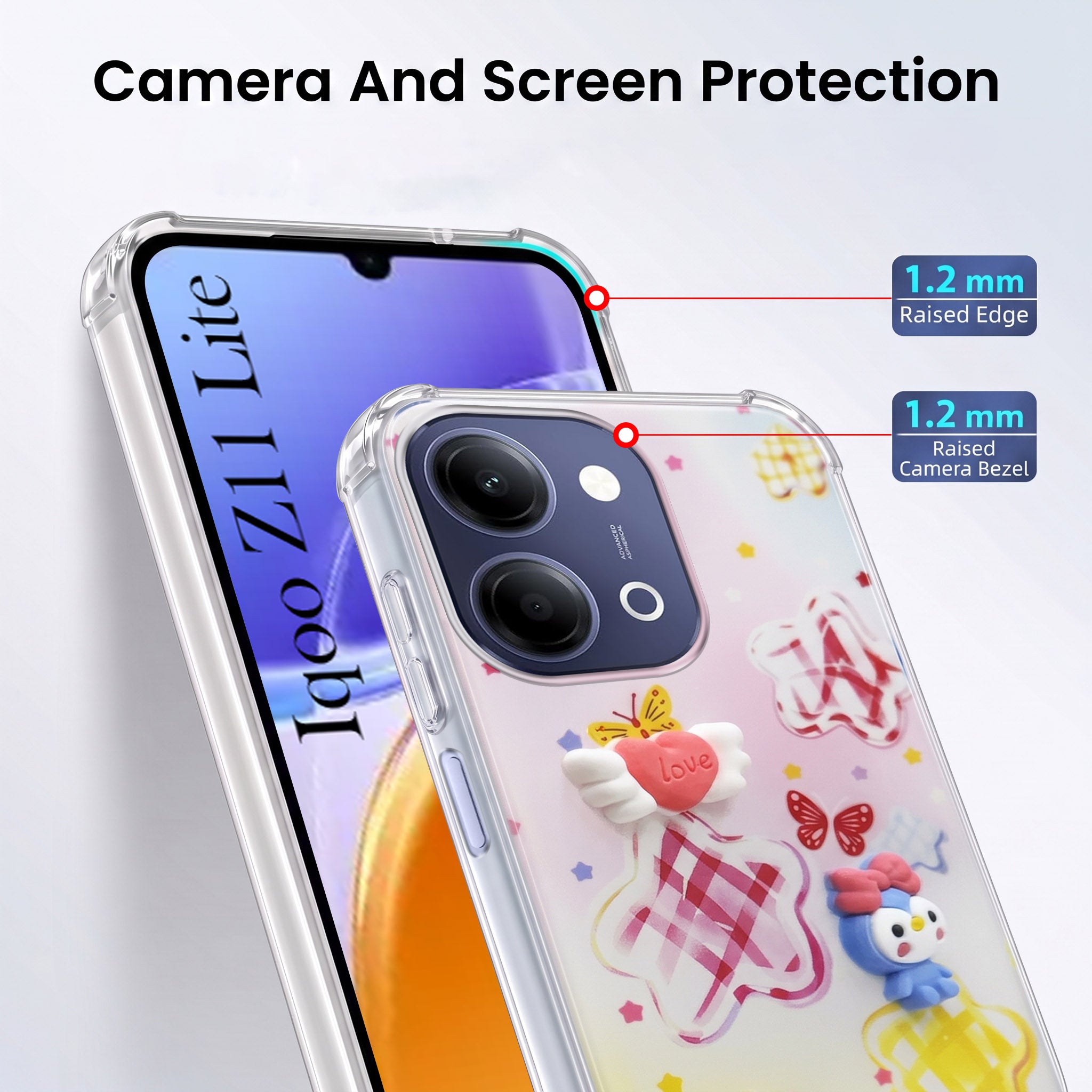 For Vivo iQOO Z11 Lite Back Cover Case (3D Cute Cartoons | Hard Back Side Soft | Matte Premium Finish | HD Printing)