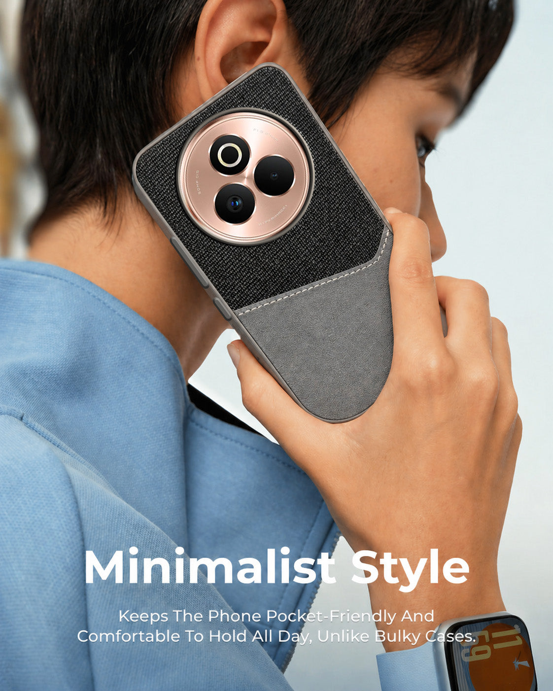 For Realme P3 Pro Back Cover Case (Dual PU Leather Stitch | Professional Minimalist | Soft and Flexible)