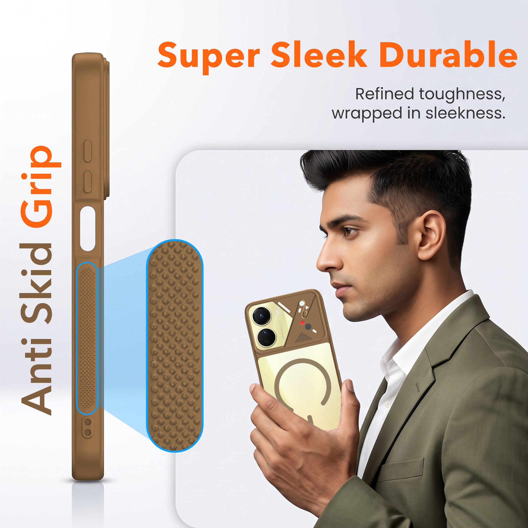 For Vivo Y16 Back Cover Case Lifetime Anti-Yellow Clear (Camera Protection | Side Grip | Wireless MagSafe Compatible)